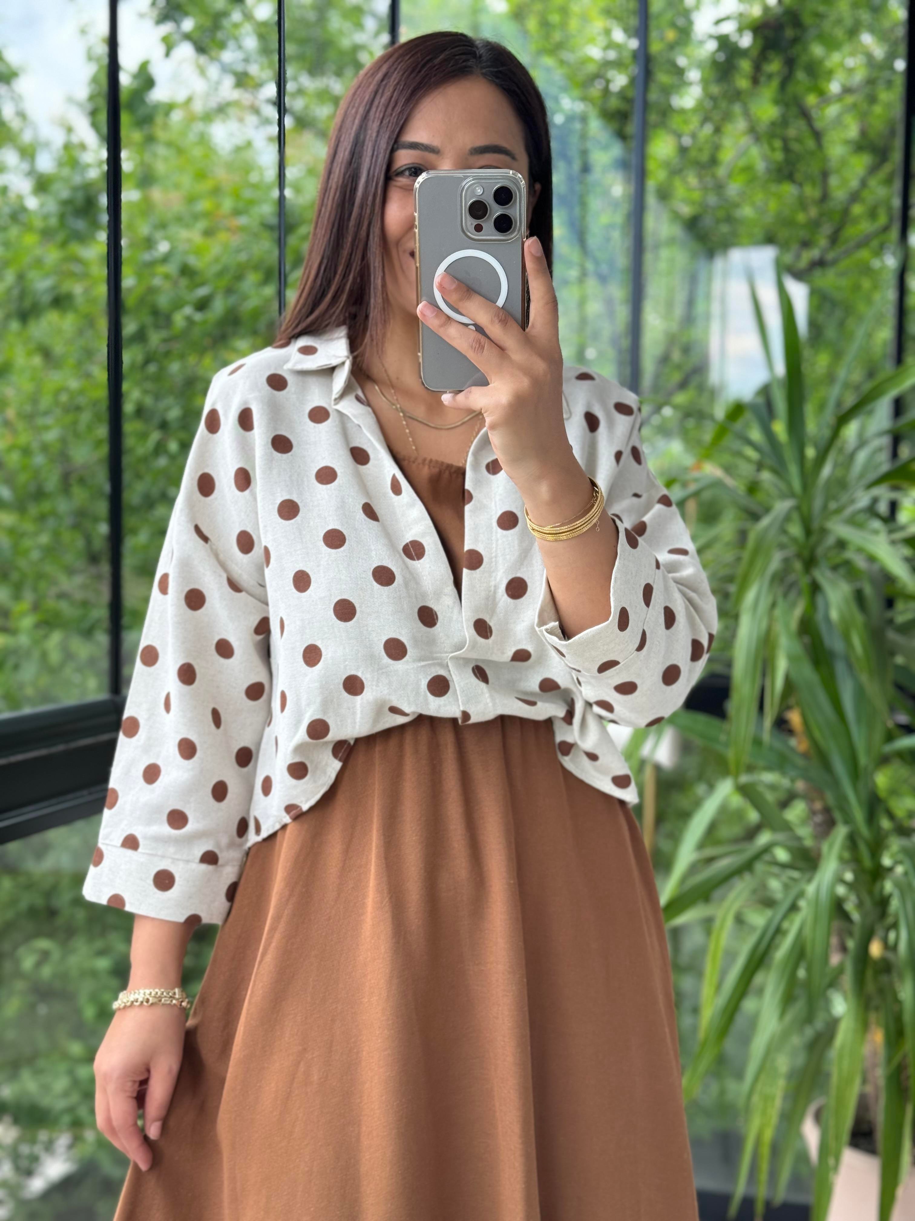 Gömlekli Elbise Kahve