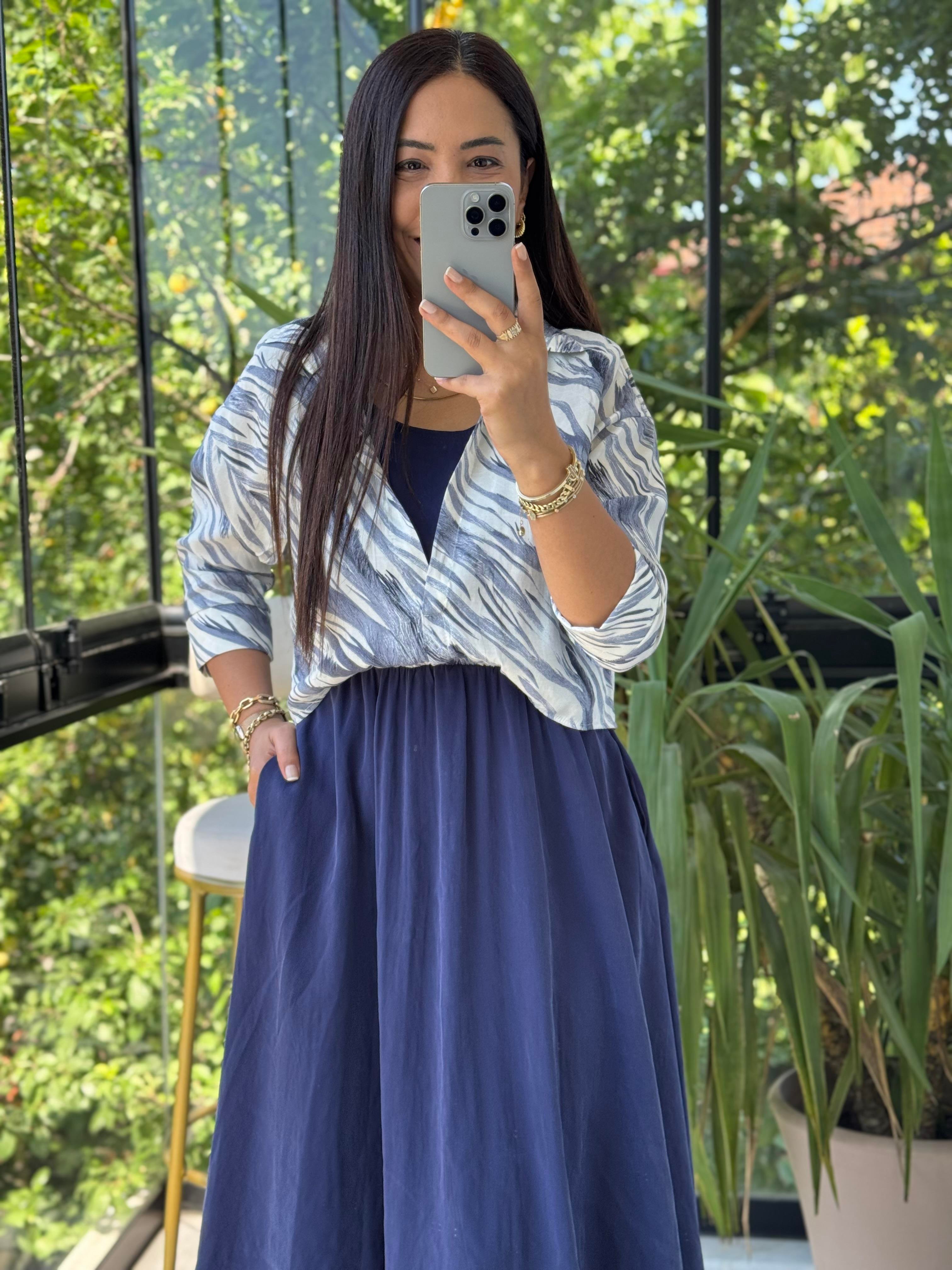 Gömlekli Elbise Lacivert