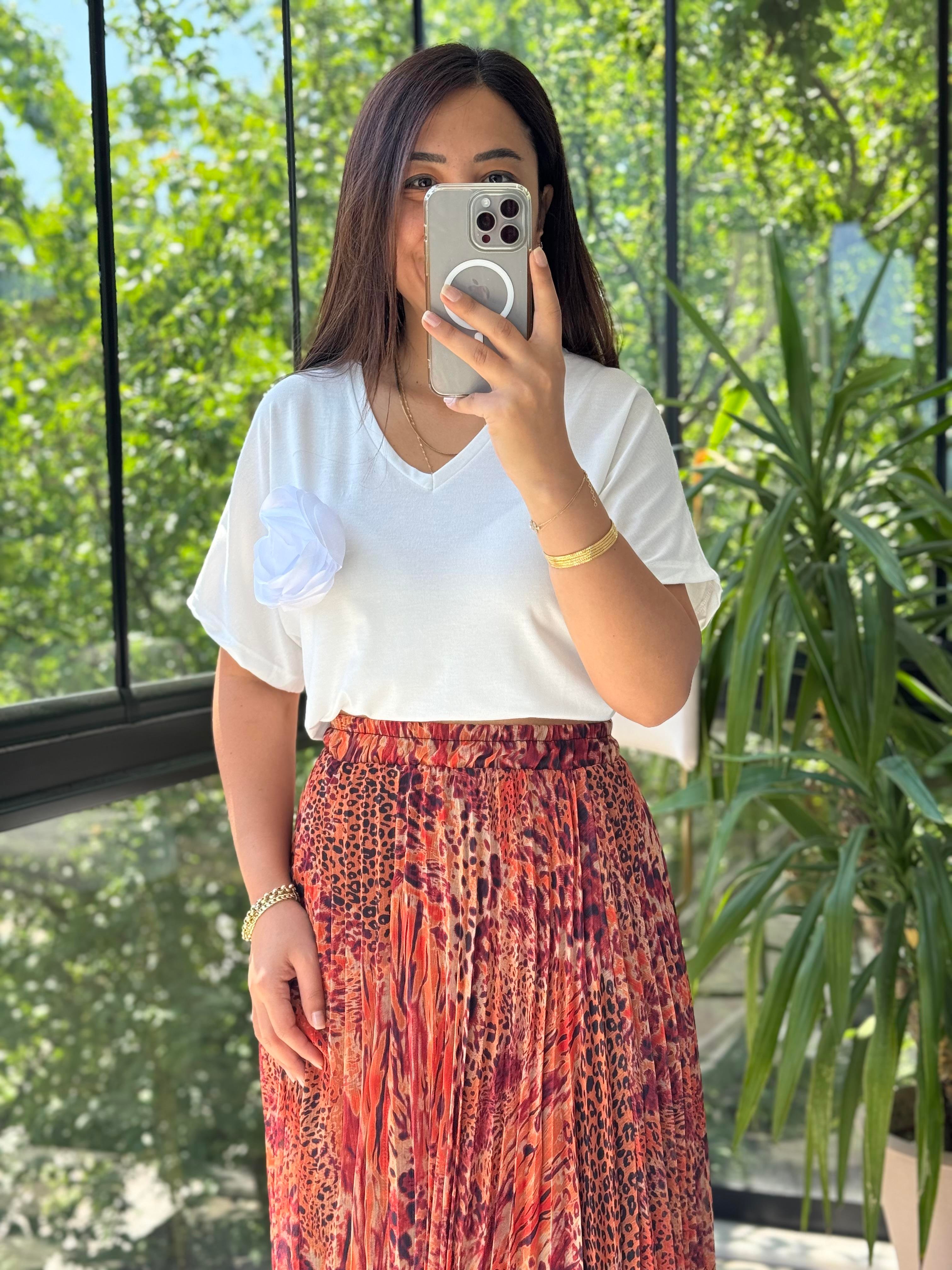 Güllü Tişört Ekru