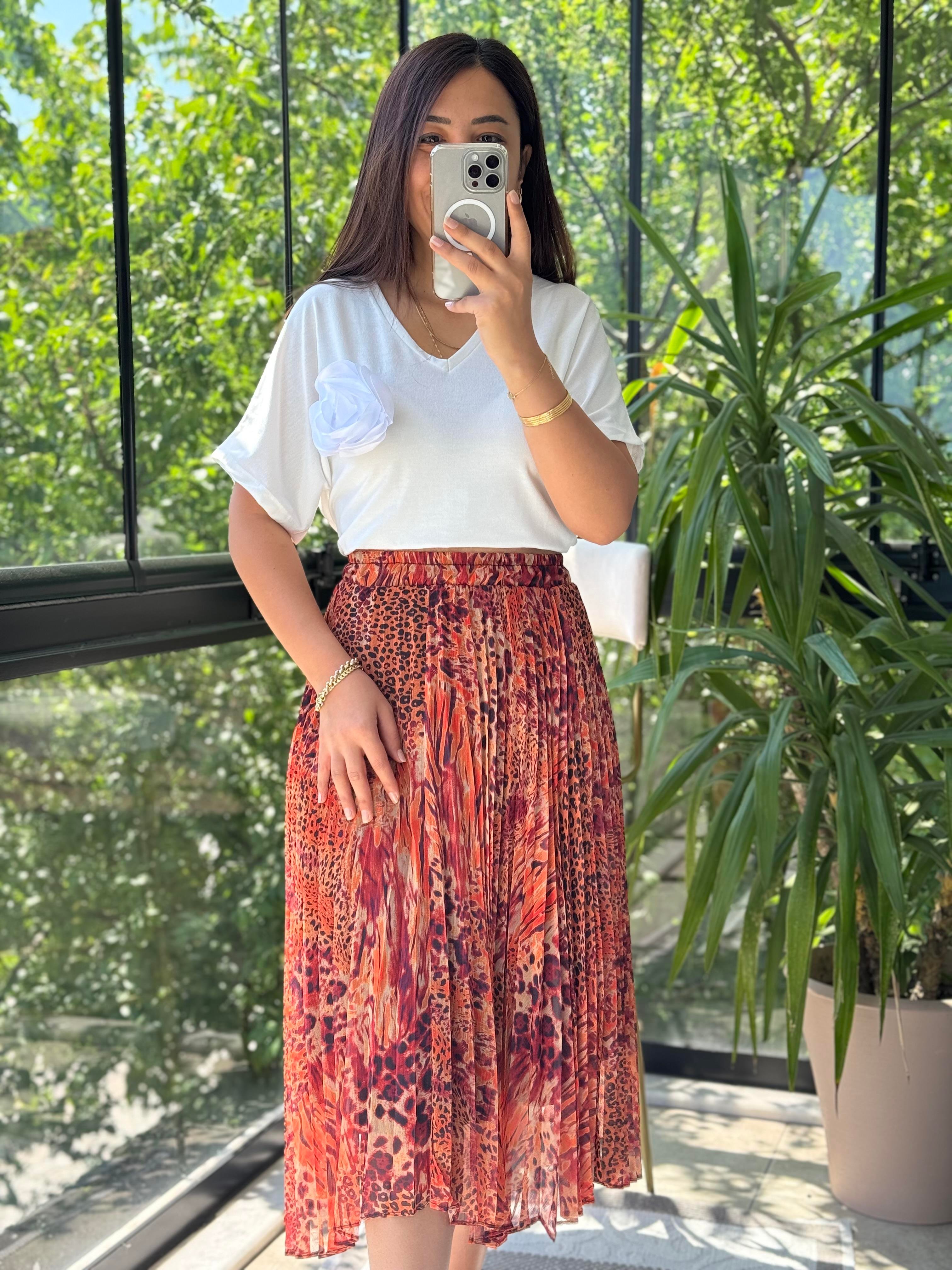 Güllü Tişört Ekru