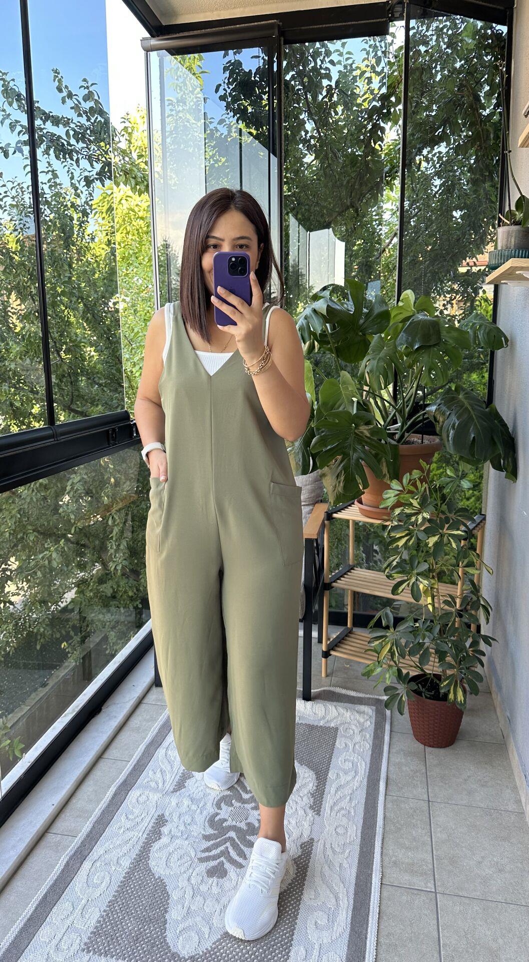 Haki Aerobin Kumaş Tulum