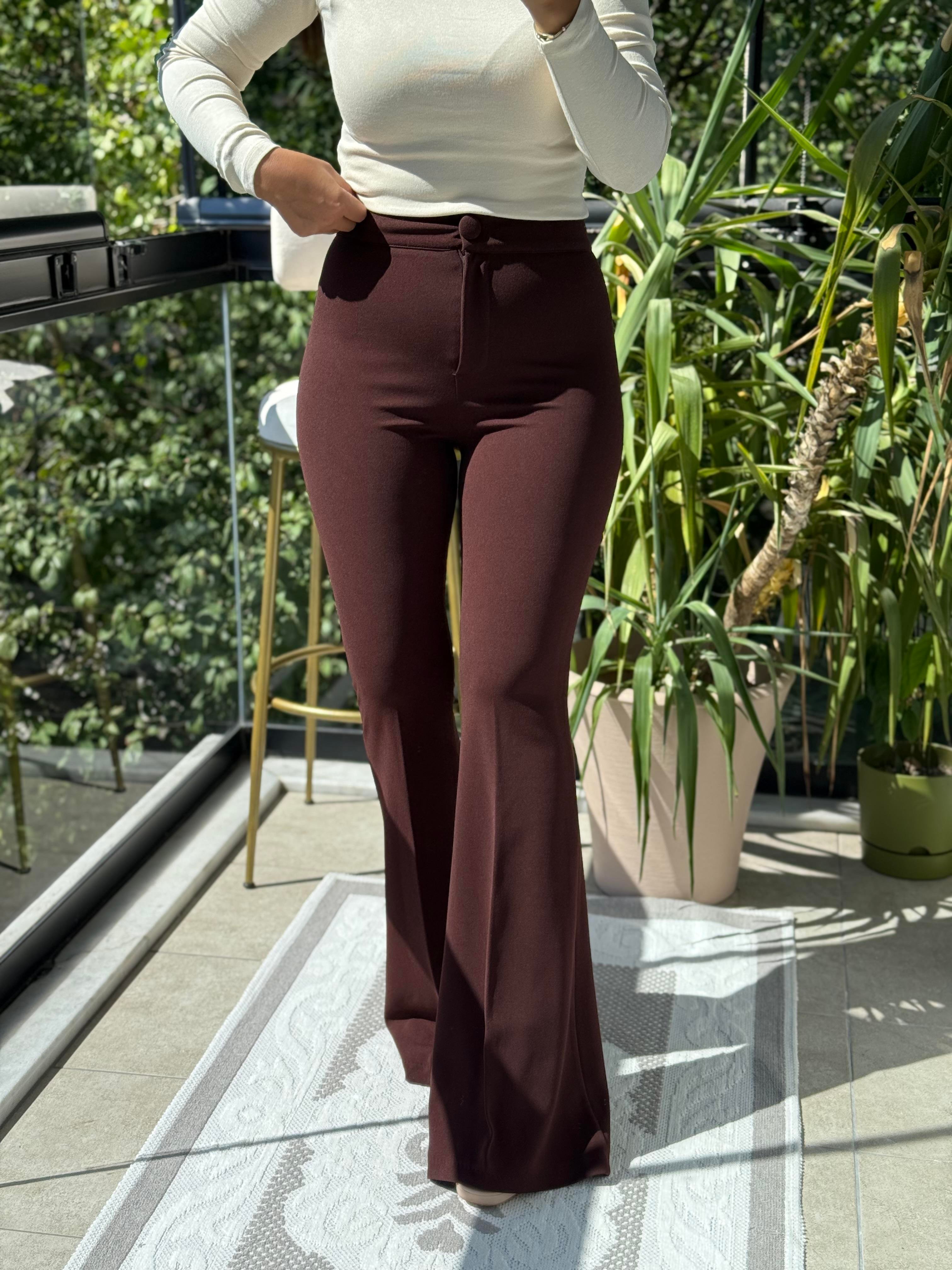 İspanyol Kumaş Pantolon Kahve