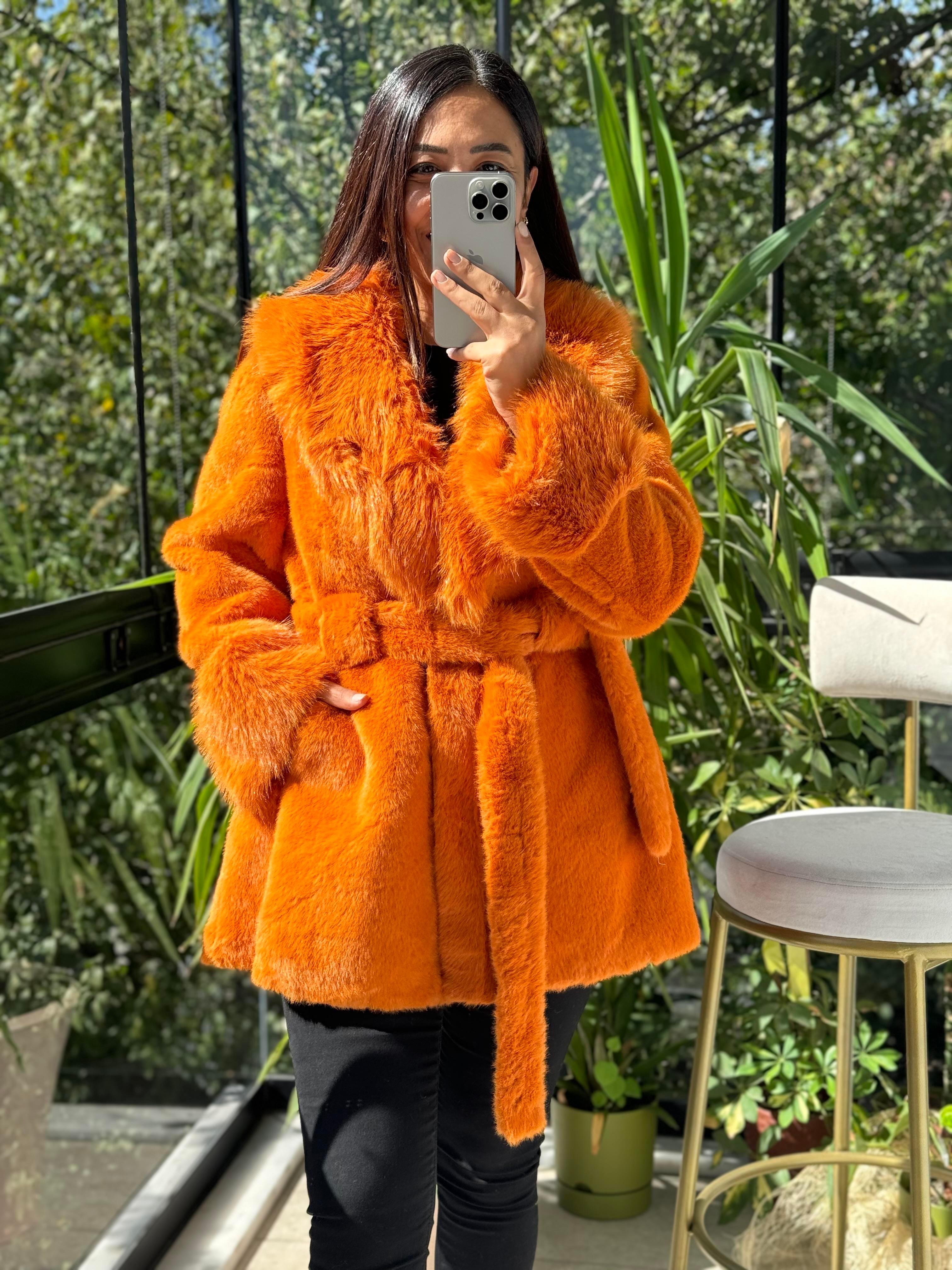 İthal Kuşaklı Kürk Turuncu