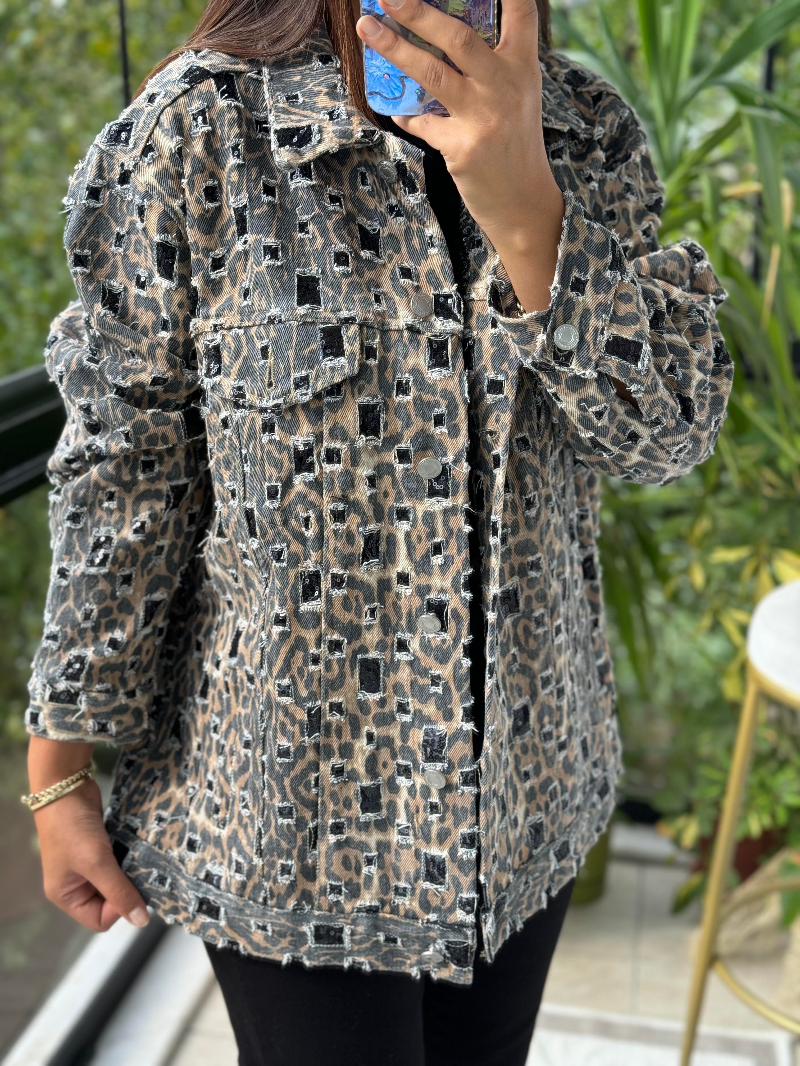 İthal Leopar Kot Ceket Camel