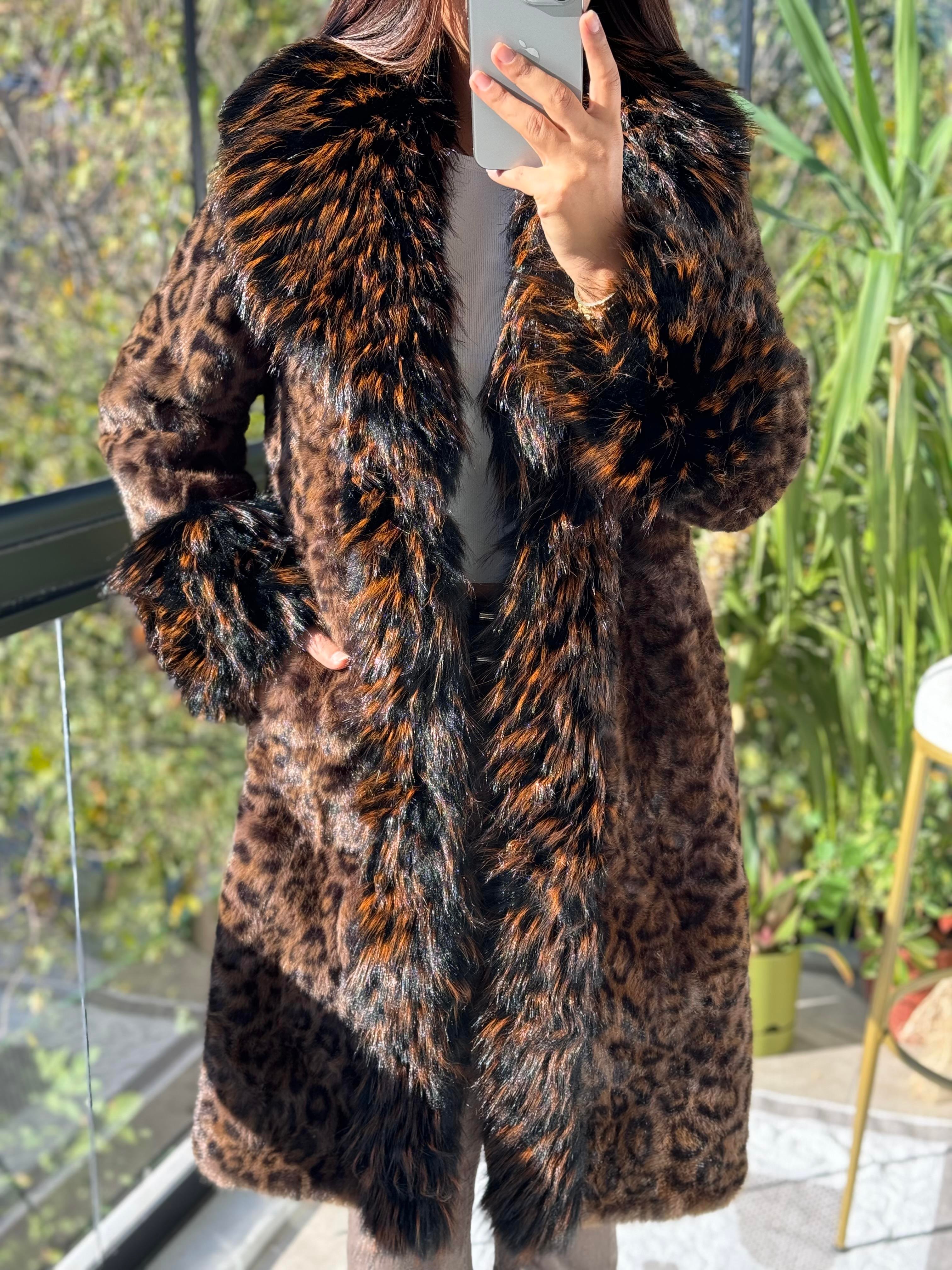 İthal Leoparlı Kürk Kaban 