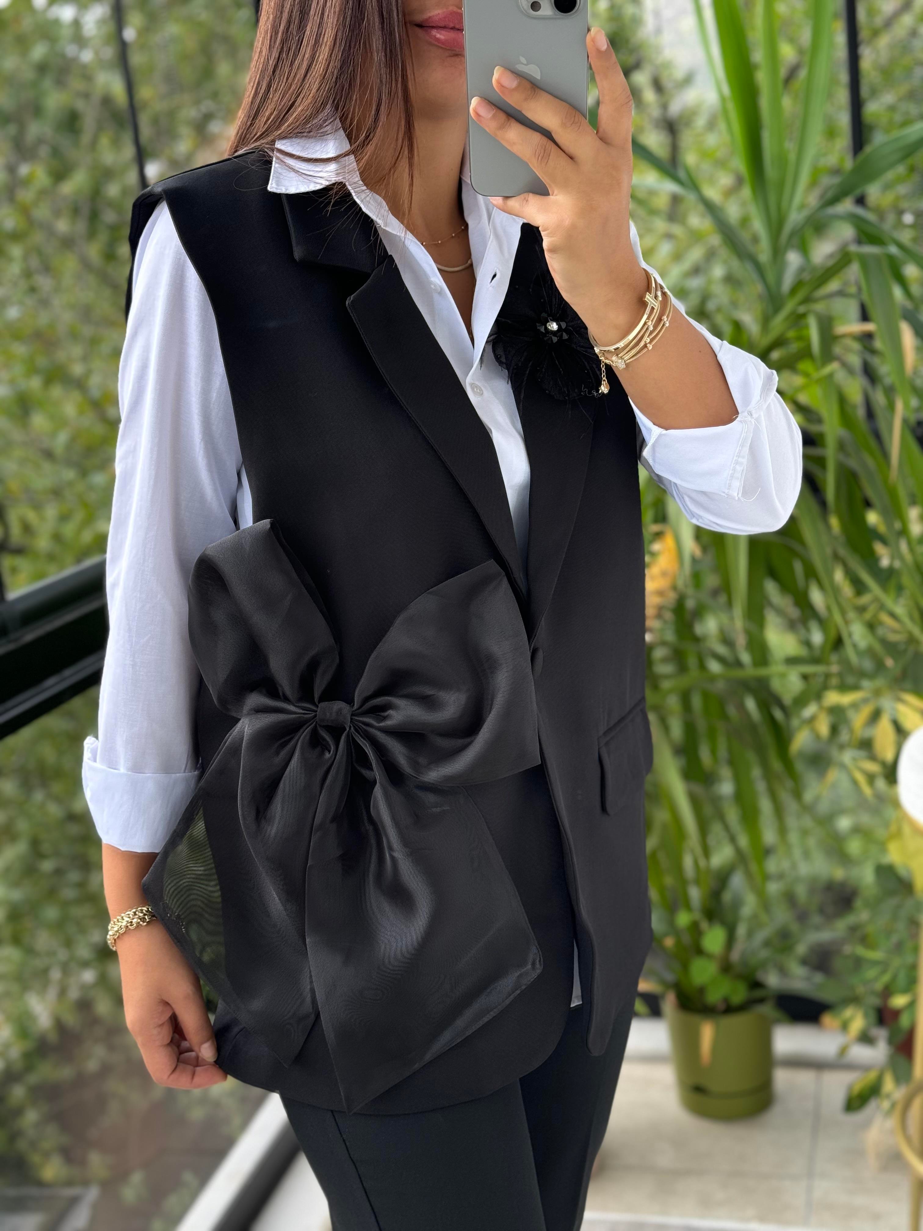 İthal Tasarım Yelek Fiyonklu