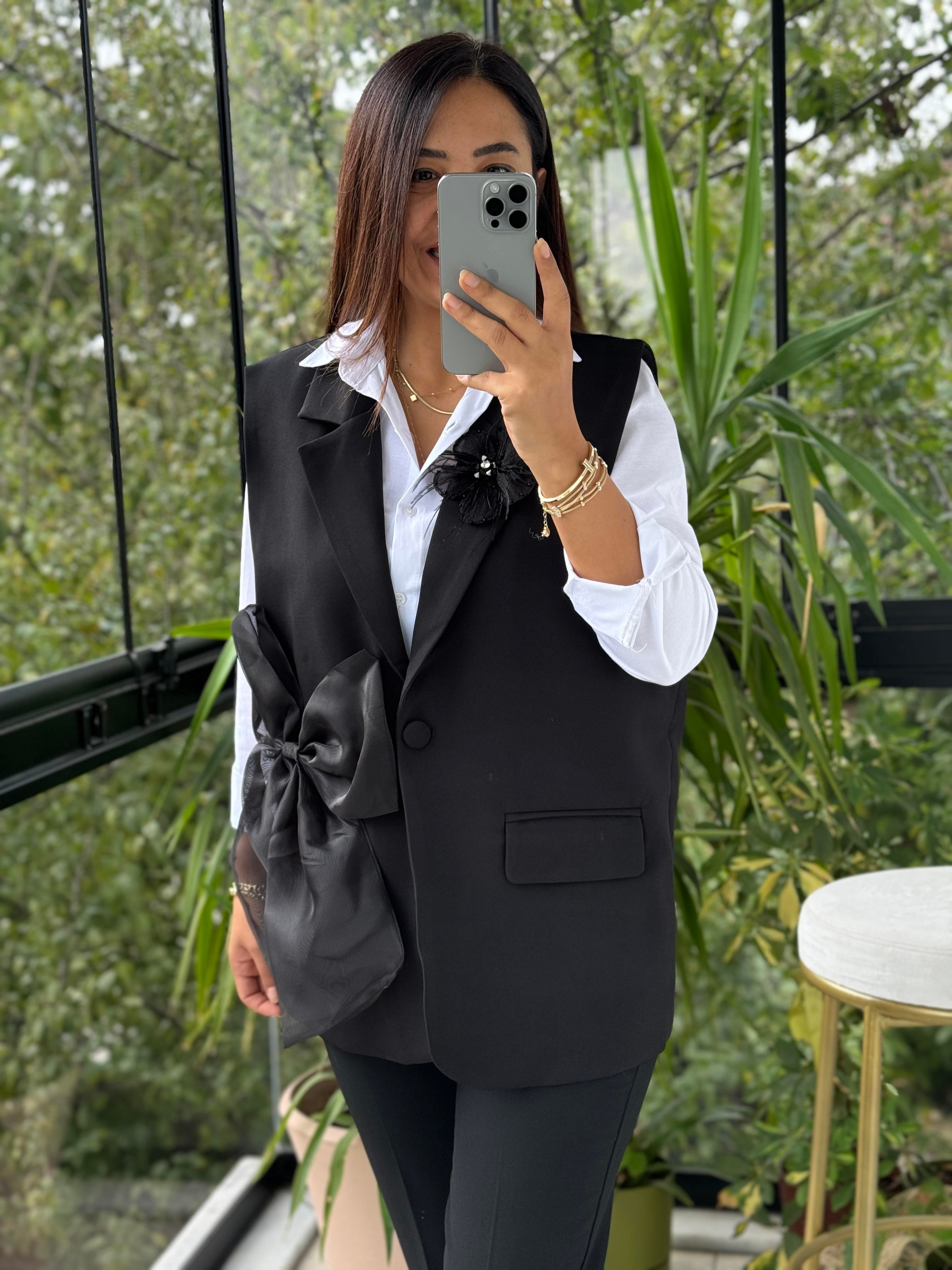 İthal Tasarım Yelek Fiyonklu