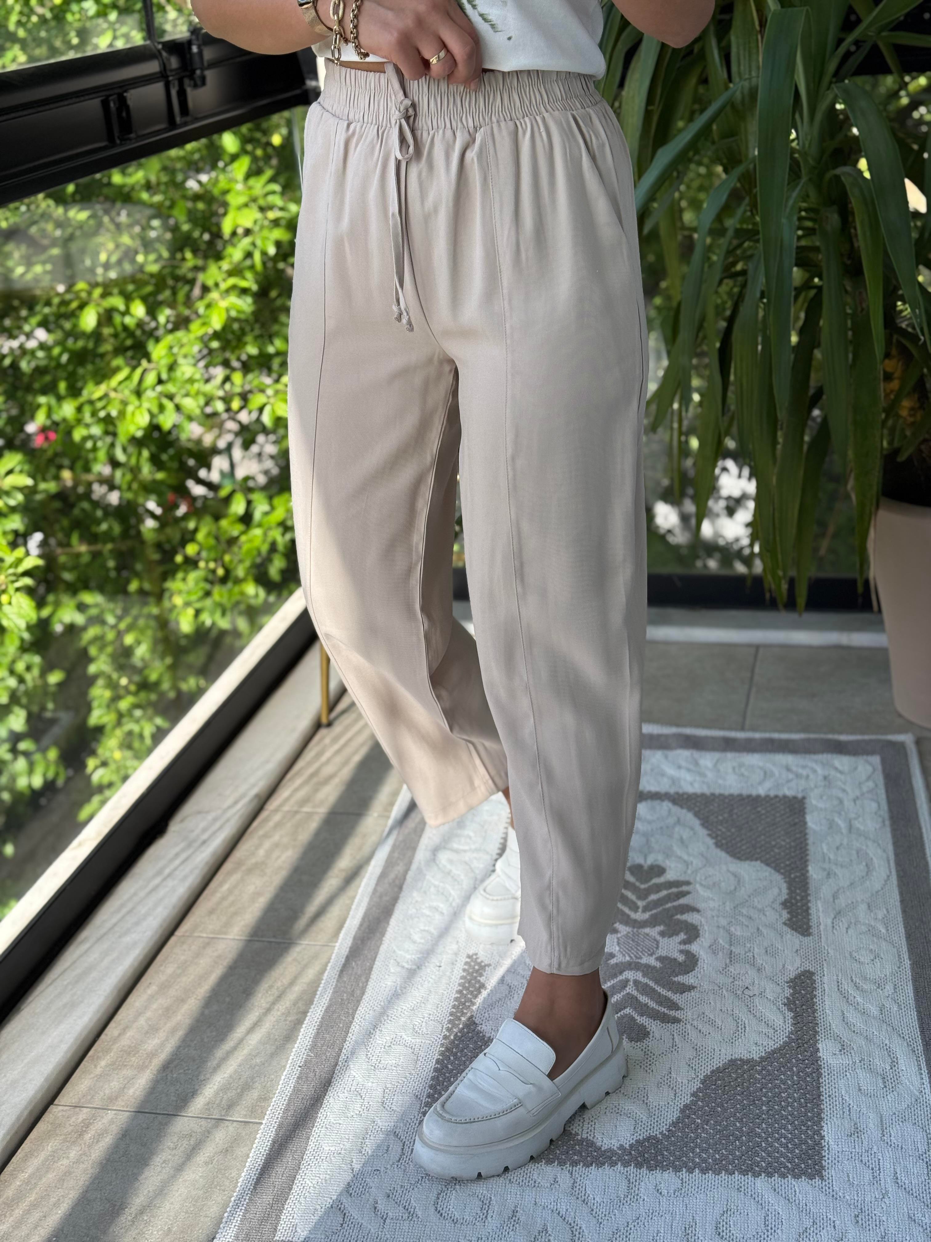 İthal Tensel Kumaş Pantolon Bej