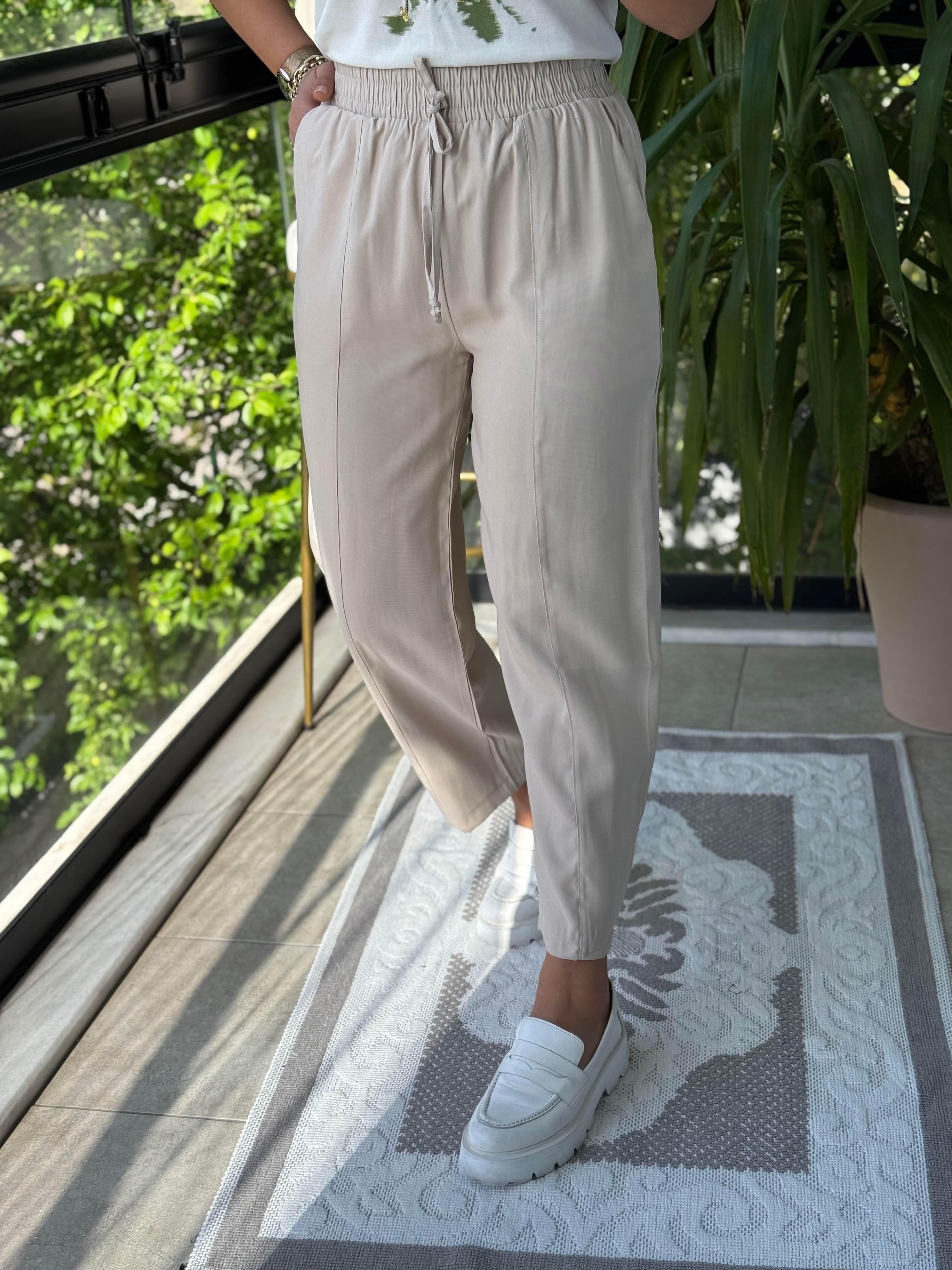 İthal Tensel Kumaş Pantolon Bej