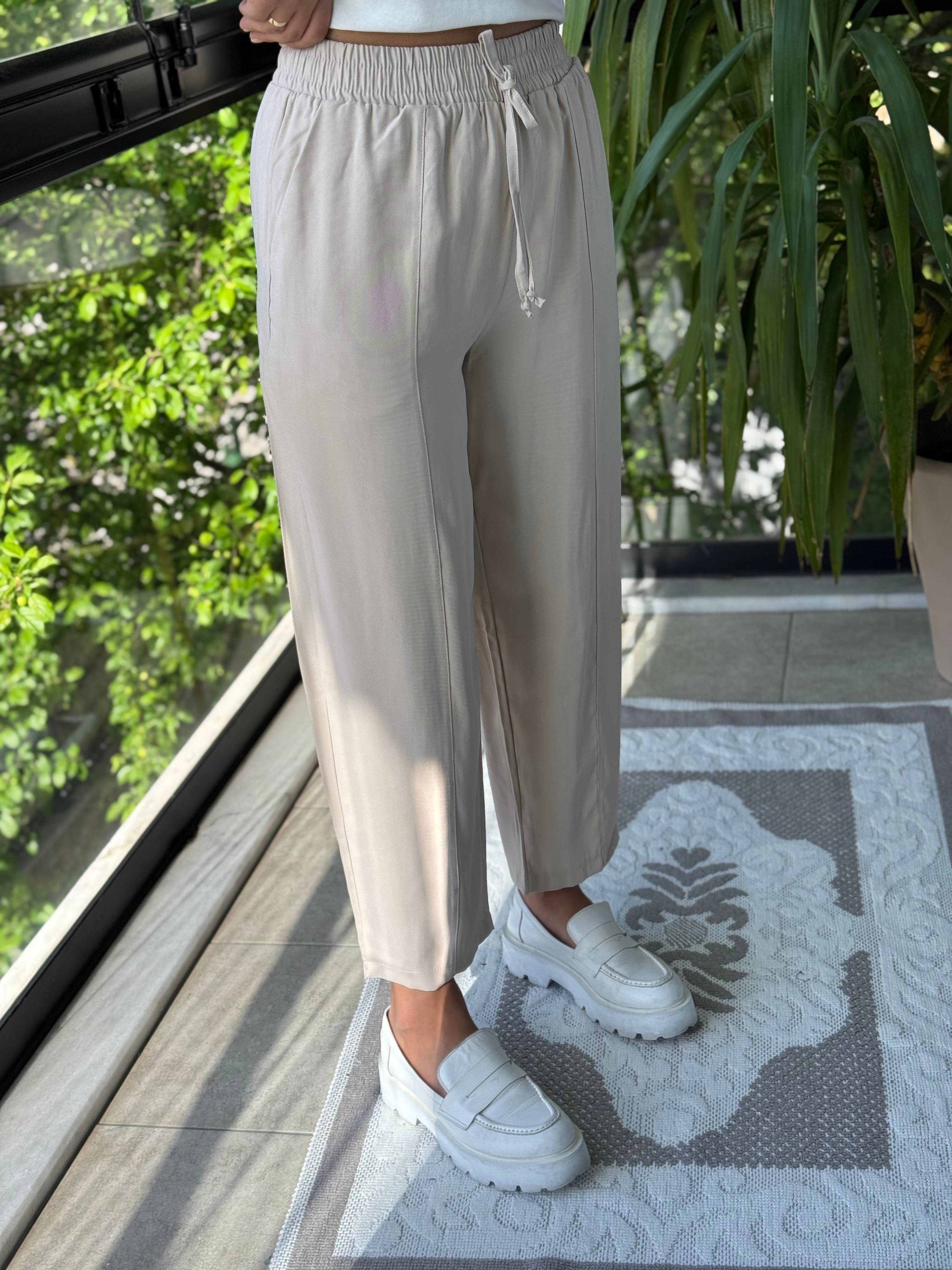 İthal Tensel Kumaş Pantolon Bej