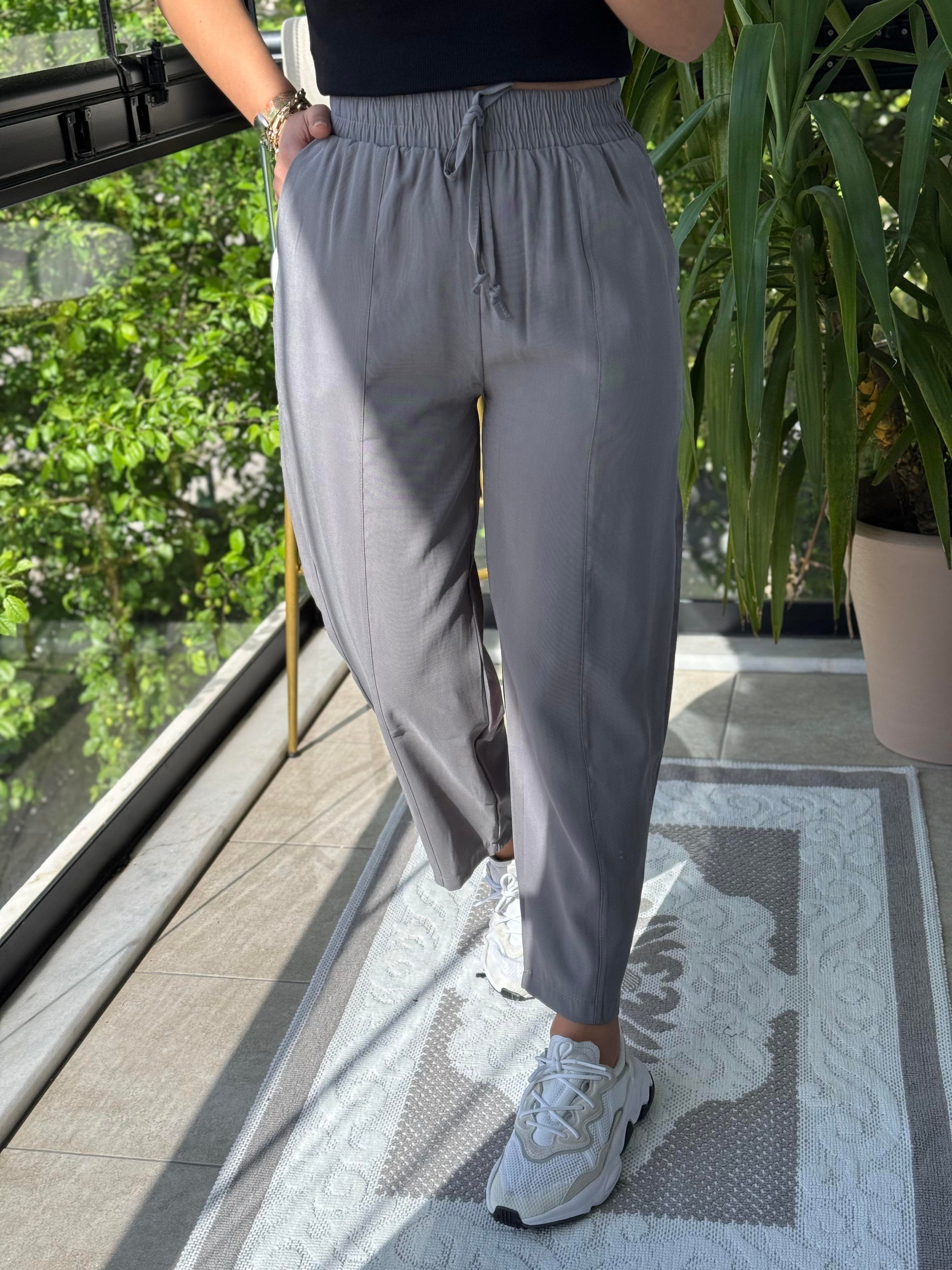 İthal Tensel Kumaş Pantolon Gri