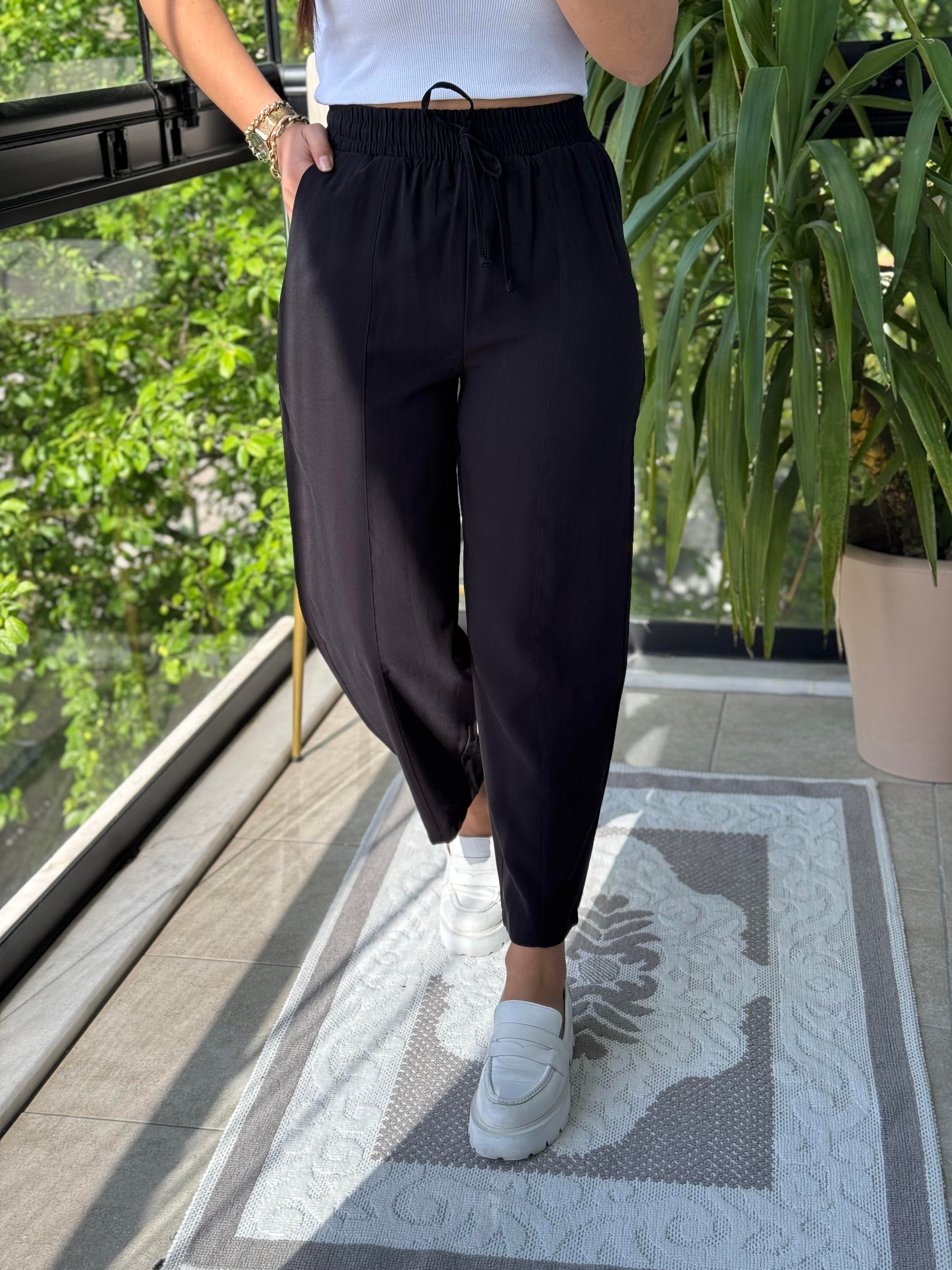 İthal Tensel Kumaş Pantolon Siyah