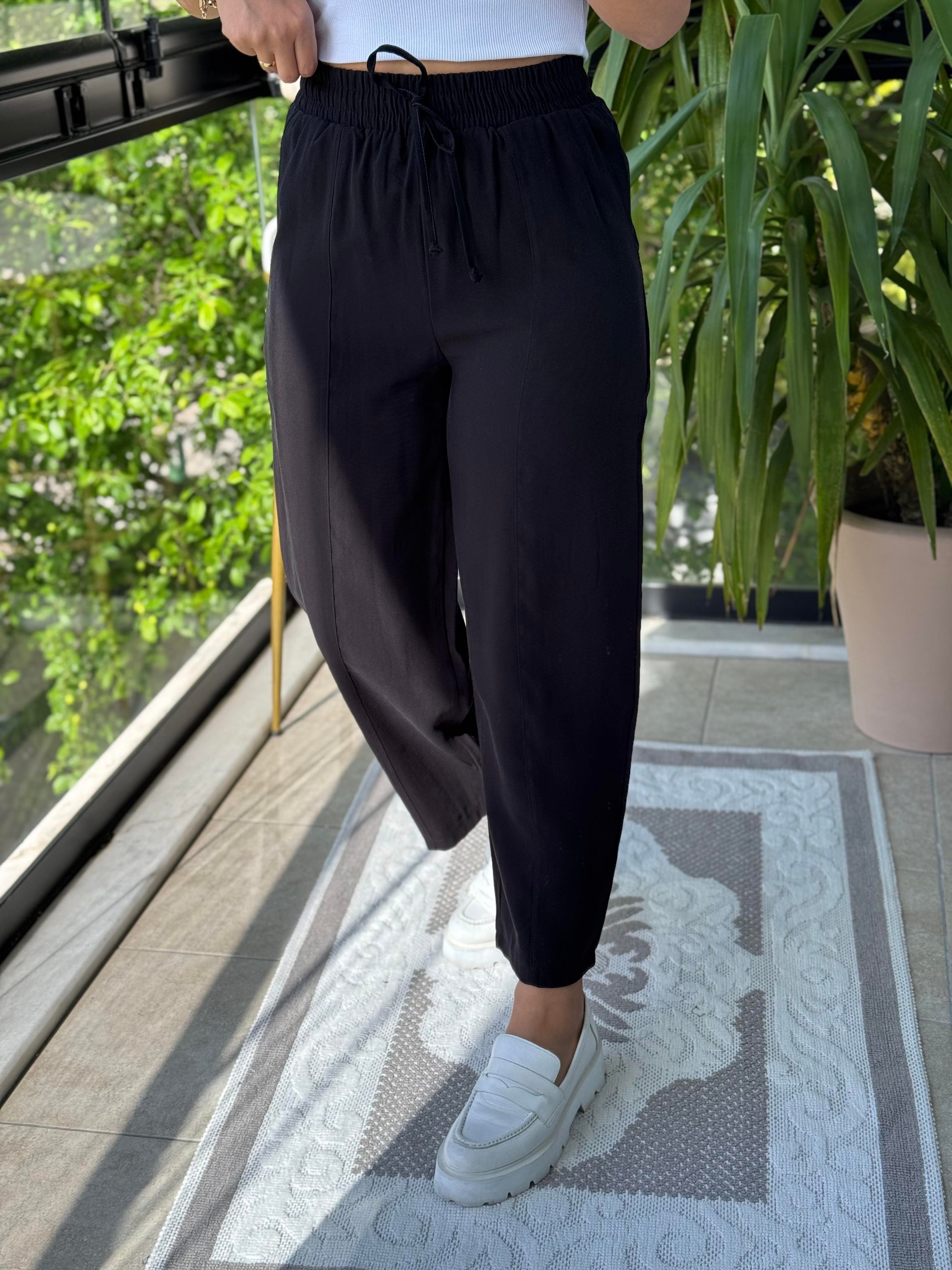 İthal Tensel Kumaş Pantolon Siyah