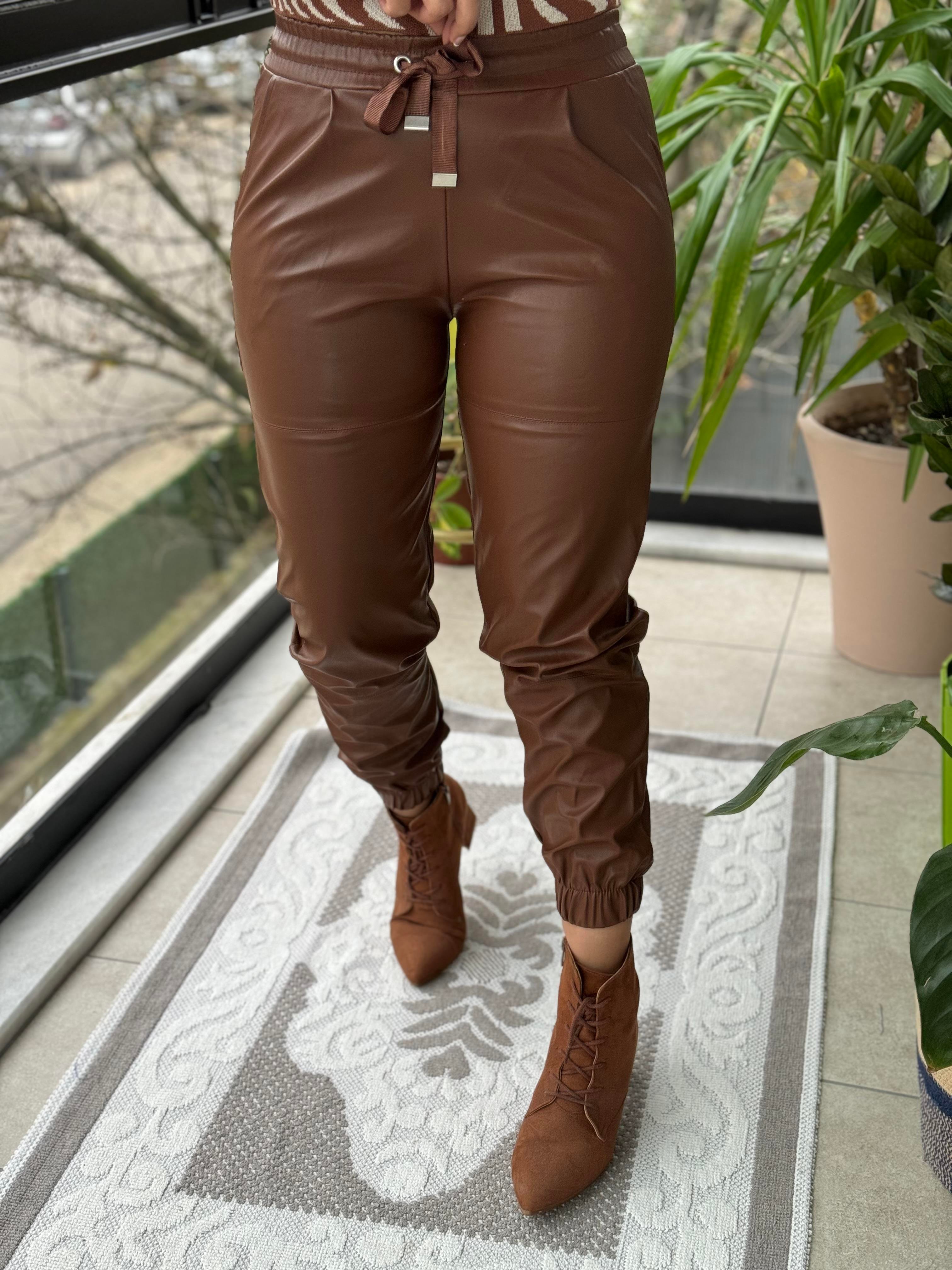 Kahve Deri Pantolon 