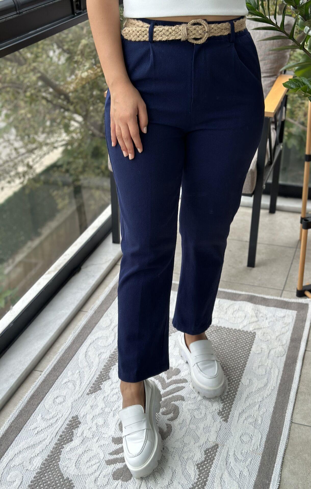 Kanvas Kumaş Pantolon Lacivert