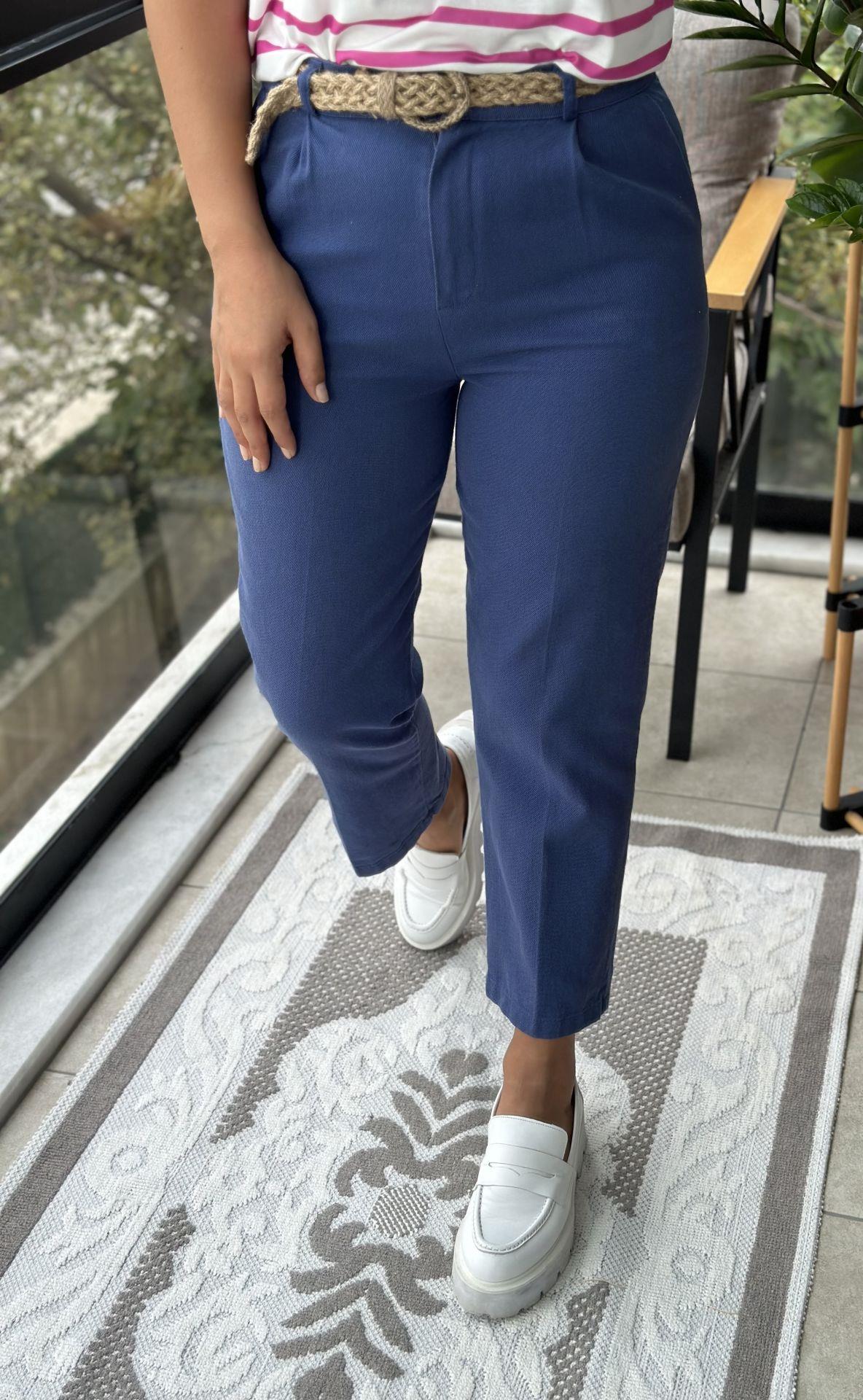 Kanvas Kumaş Pantolon Mavi