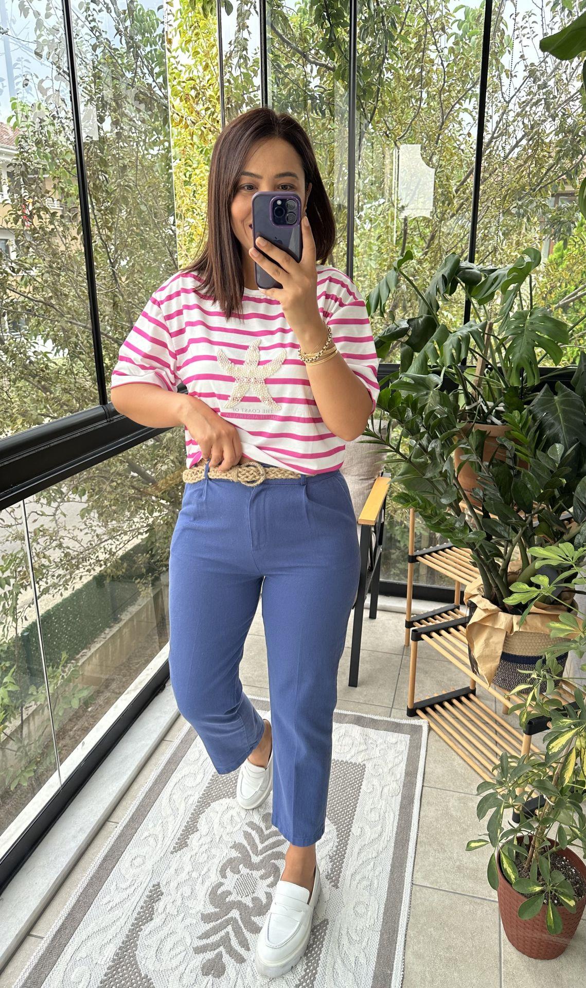 Kanvas Kumaş Pantolon Mavi