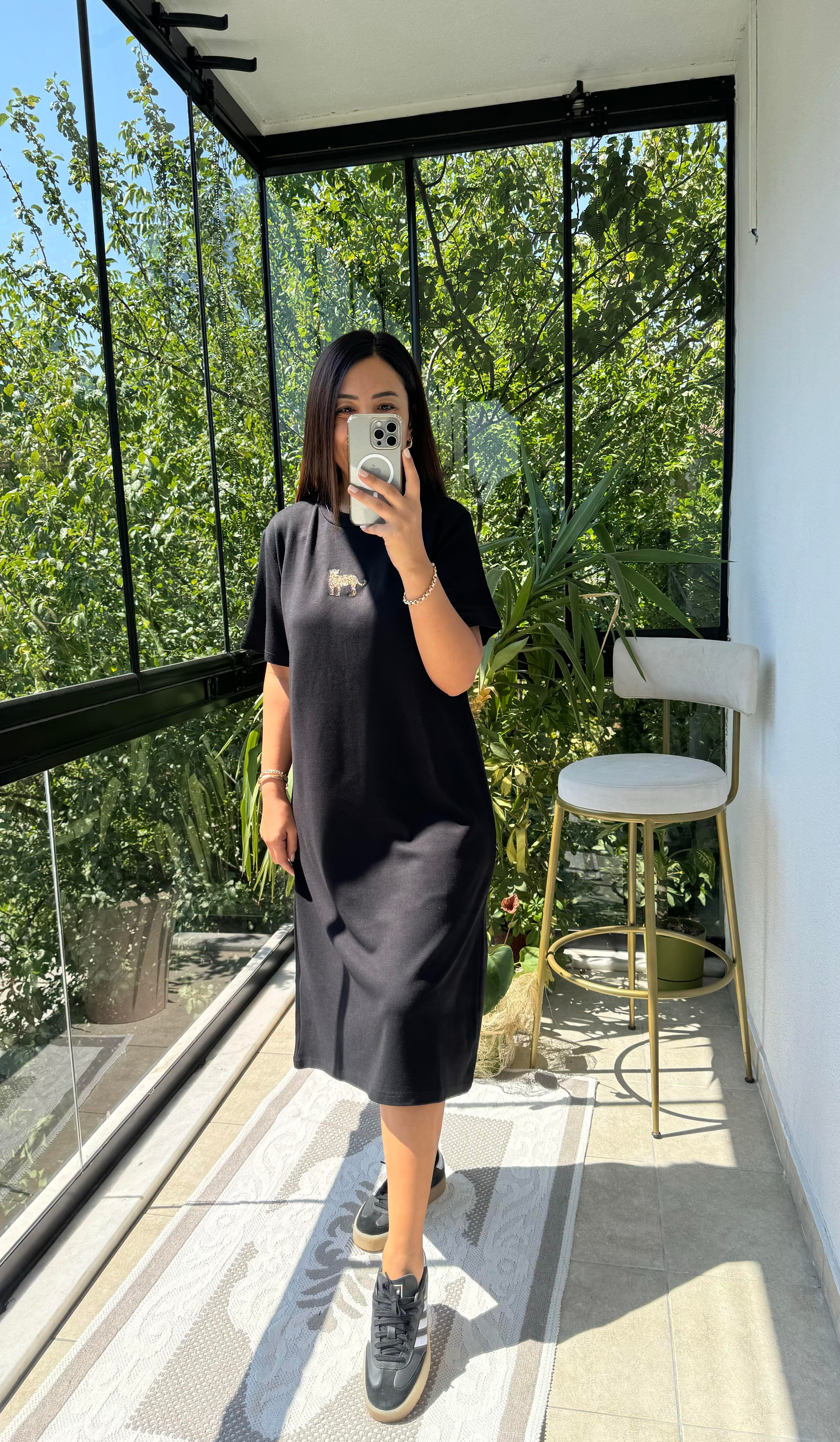 Kaplanlı Elbise Siyah