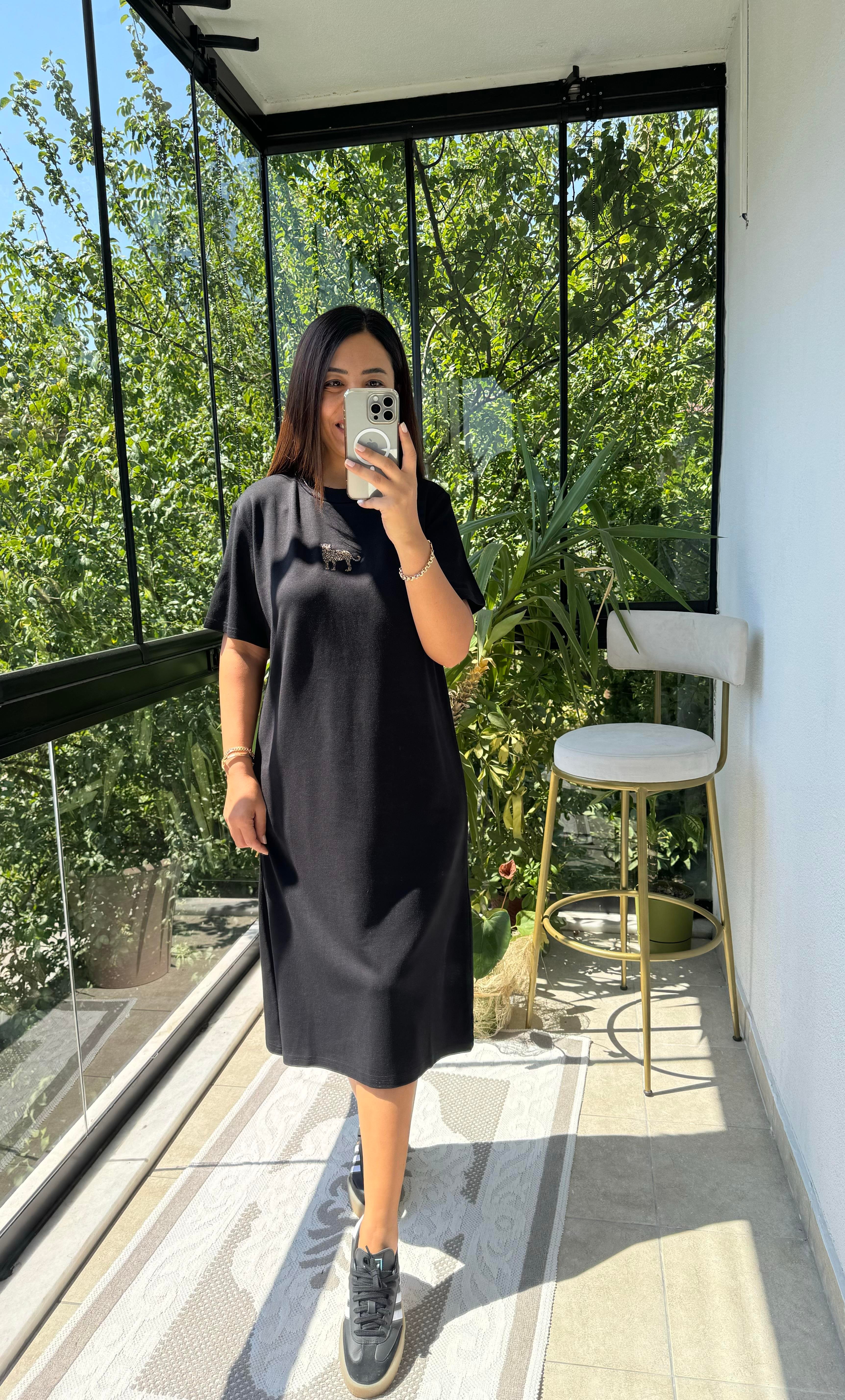 Kaplanlı Elbise Siyah