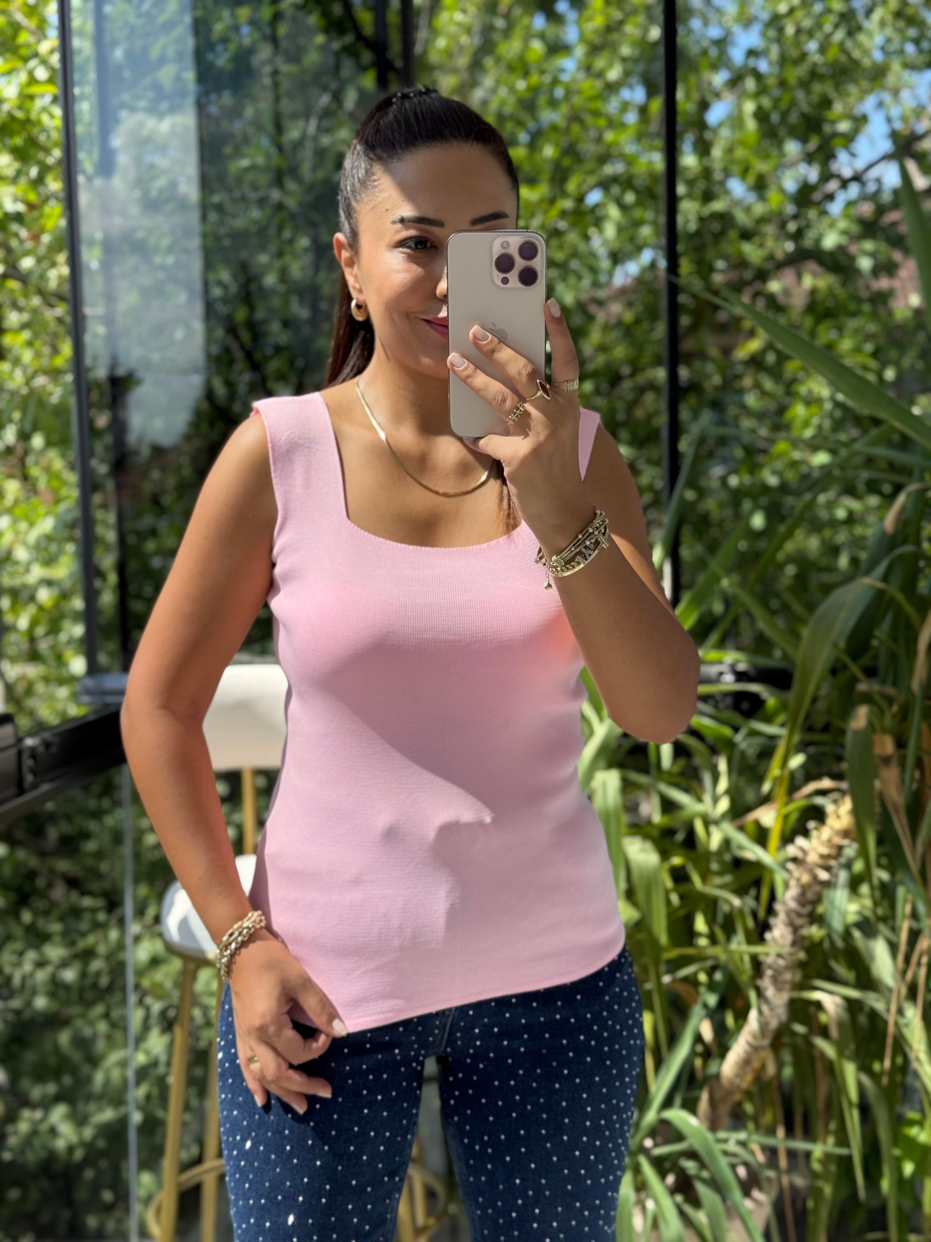 Kare Yaka Atlet Pembe