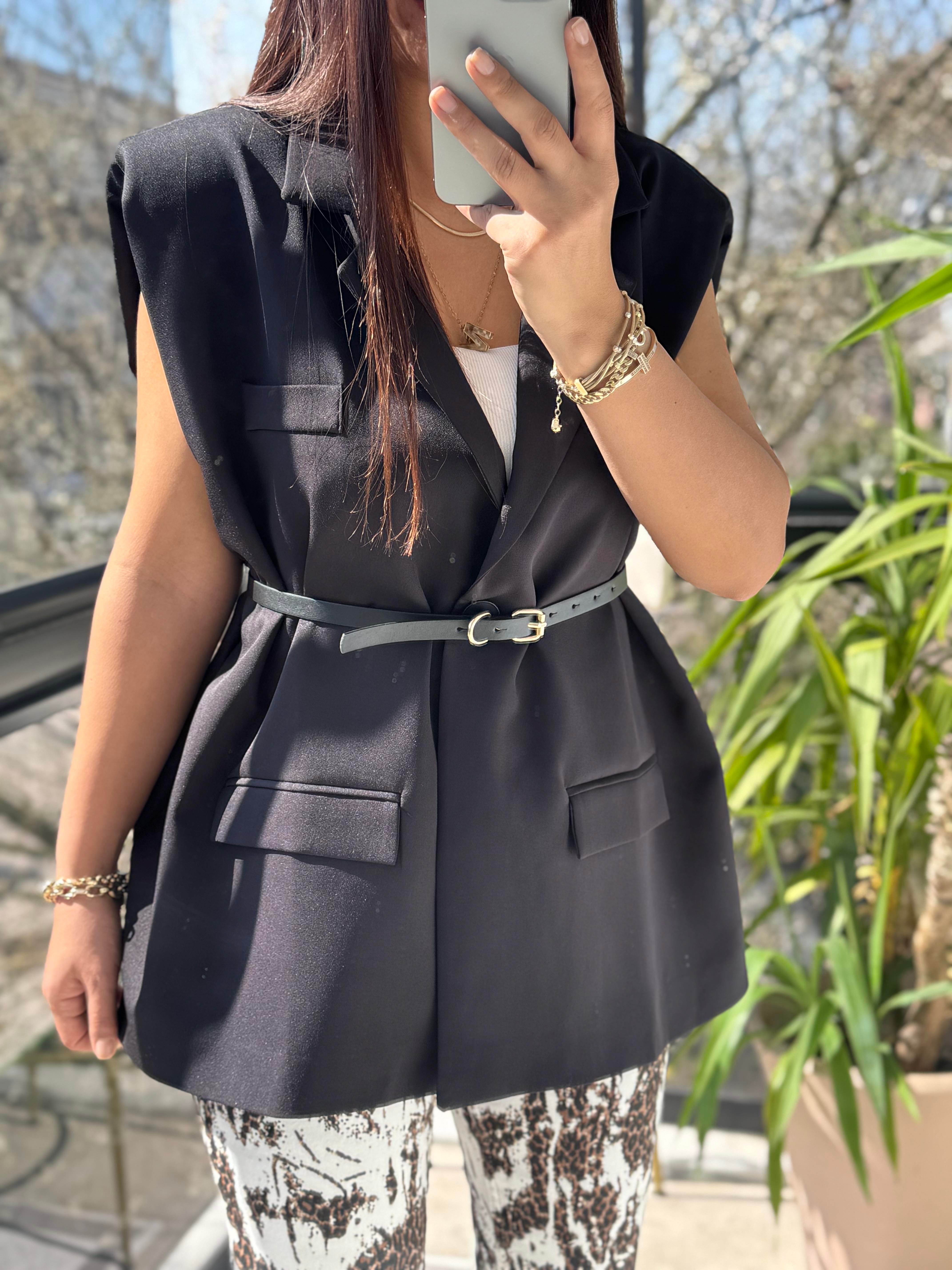 Kemerli Zra Model Yelek Siyah