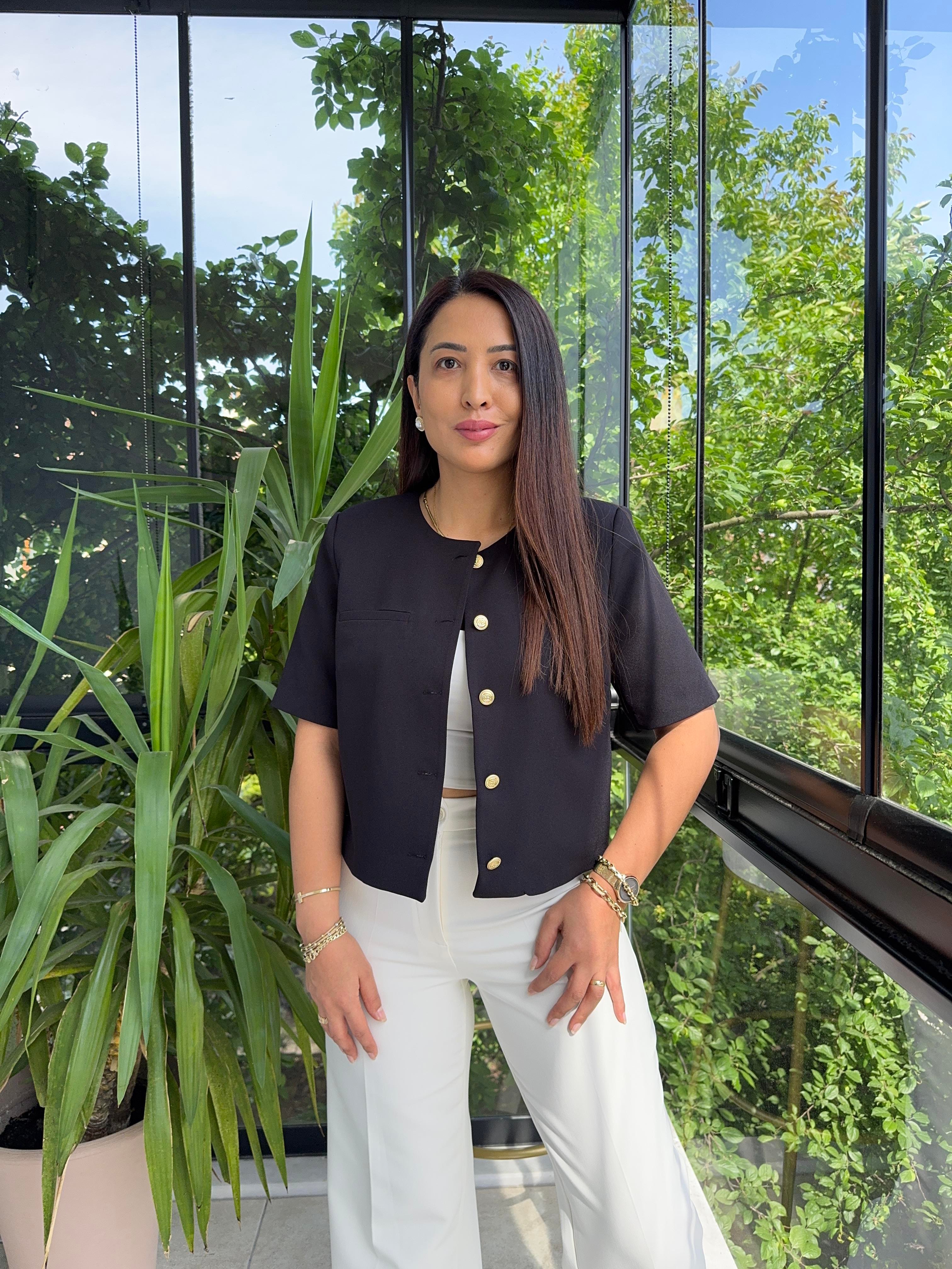 Kısa Kol Blazer Ceket Siyah