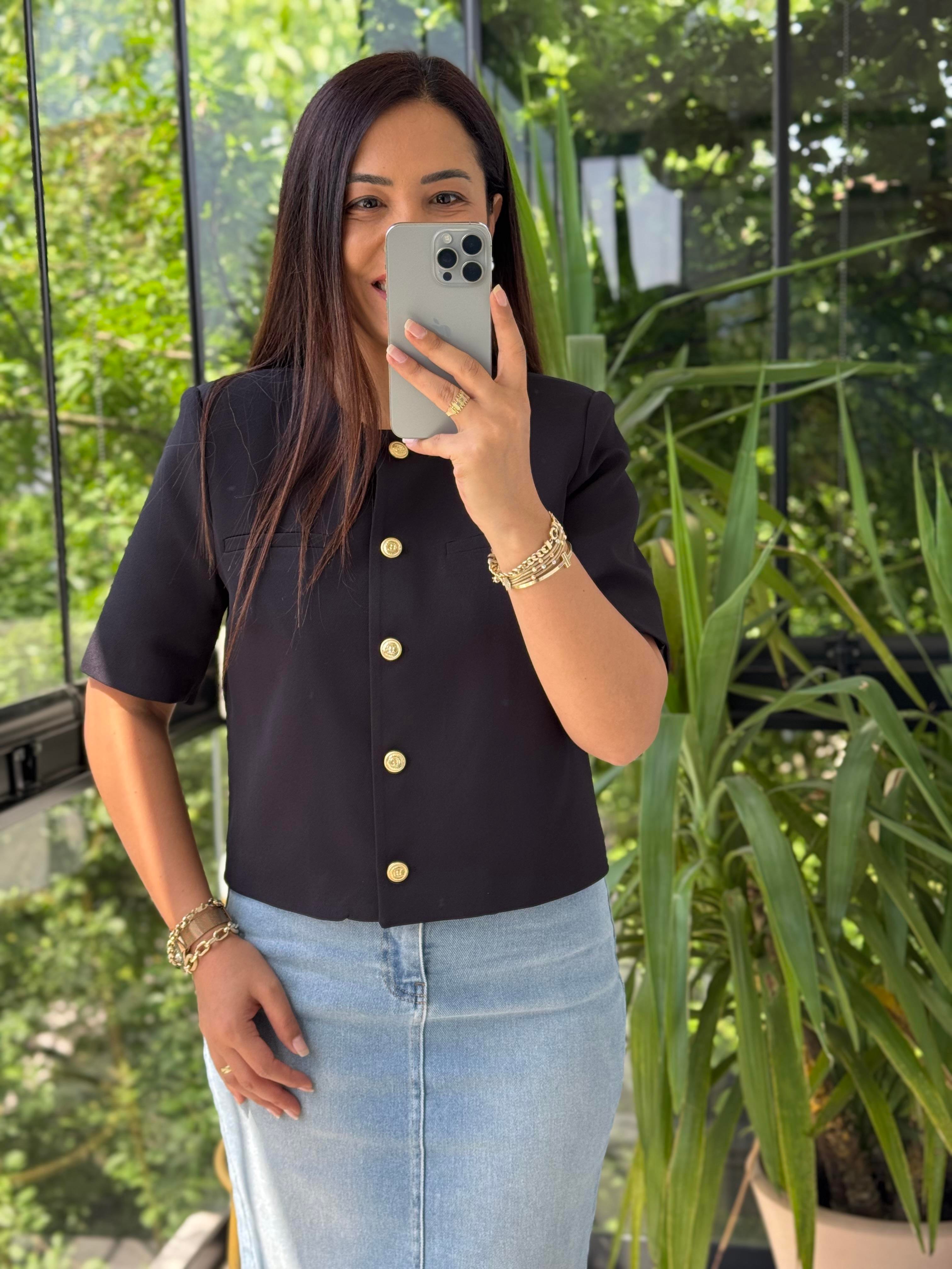 Kısa Kol Blazer Ceket Siyah