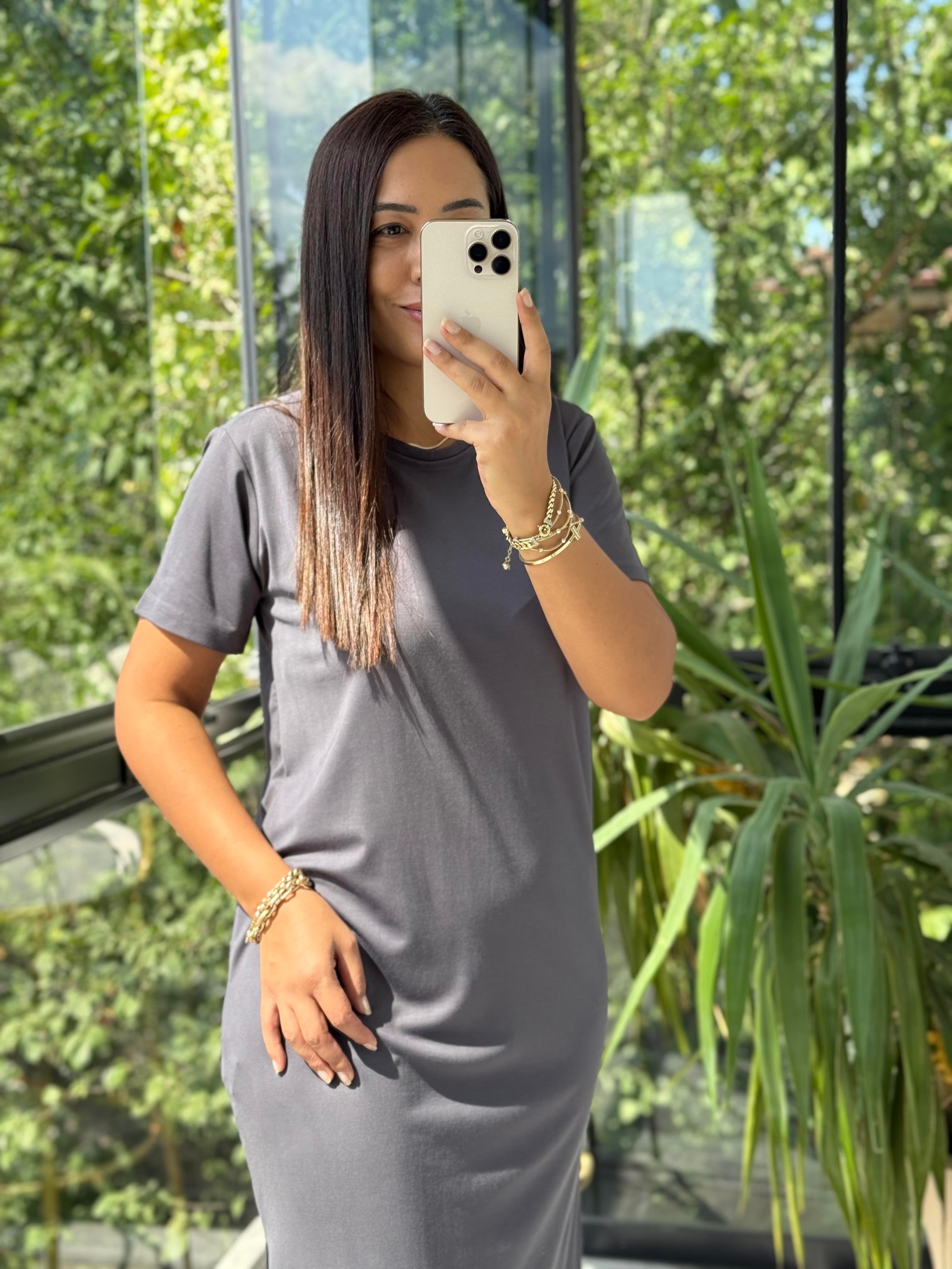 Kısa Kol Oysh Elbise Antrasit