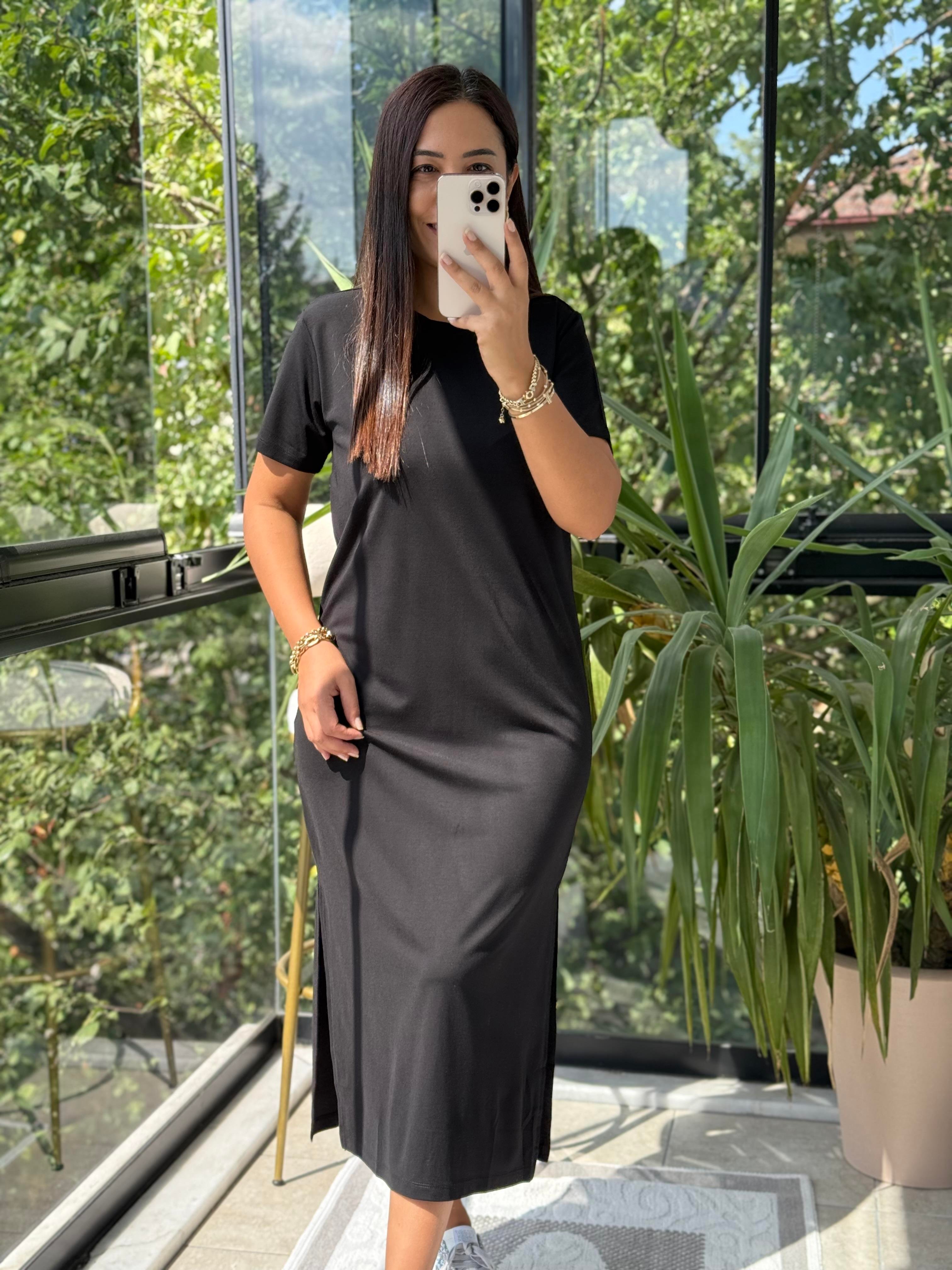 Kısa Kol Oysh Elbise Siyah