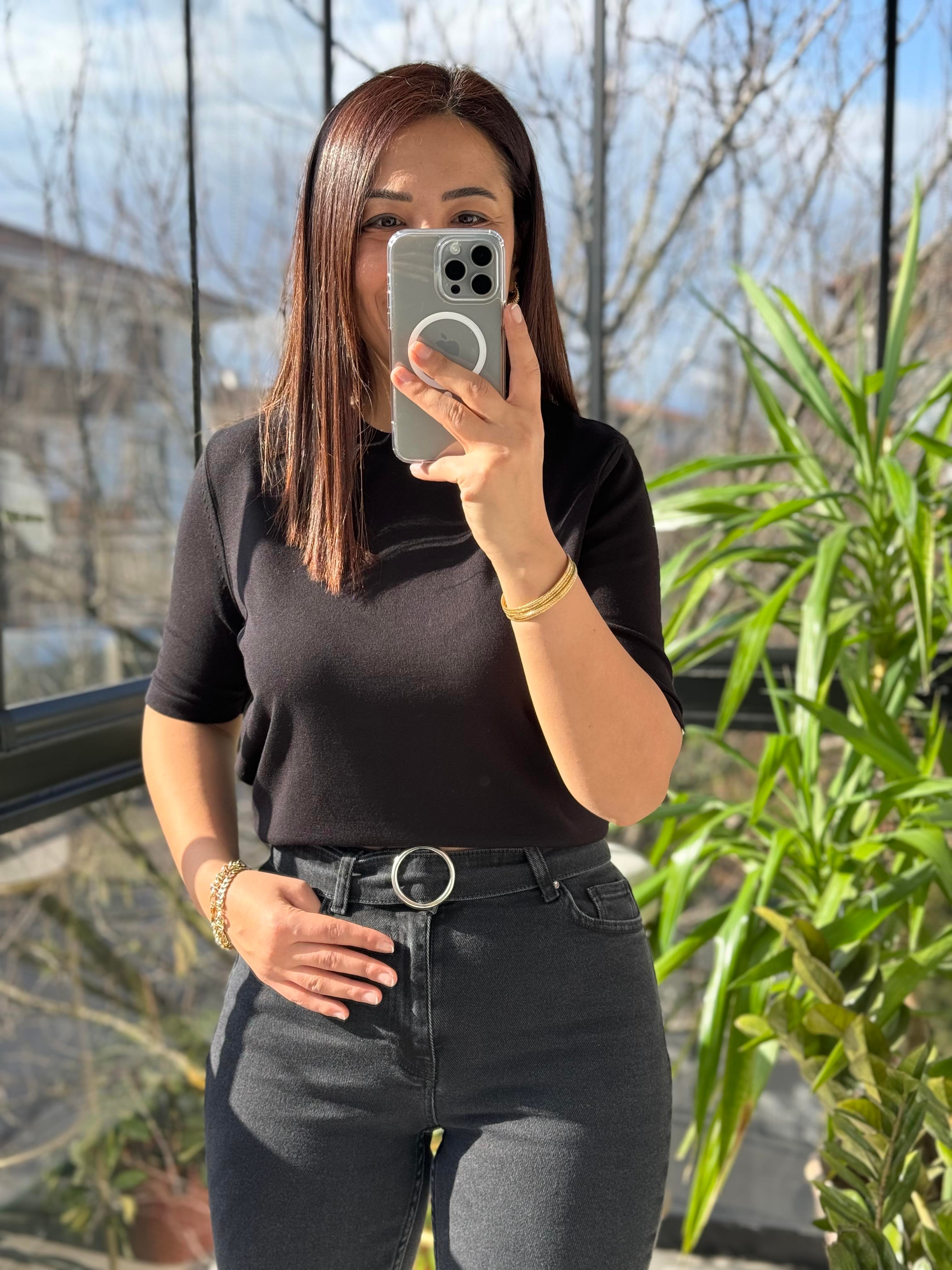 Kısa Kol Triko Siyah