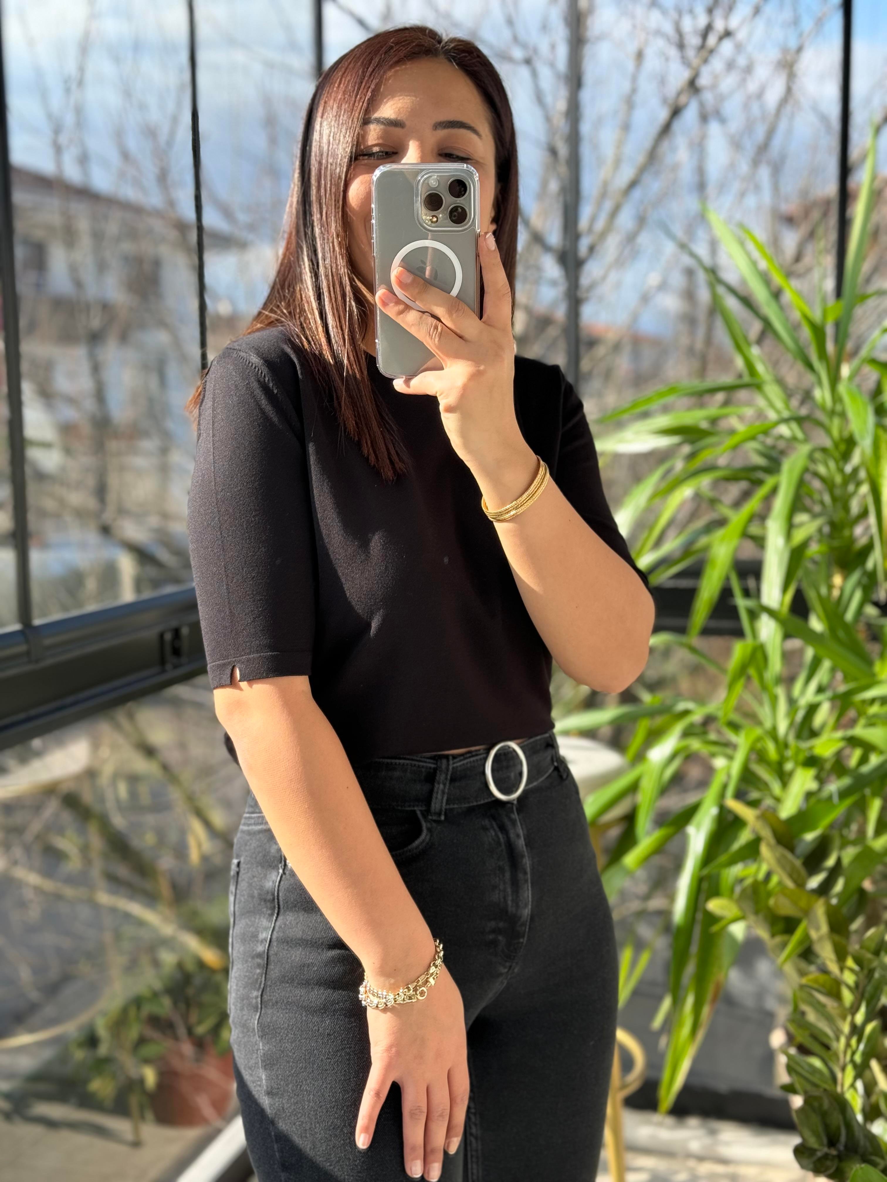 Kısa Kol Triko Siyah