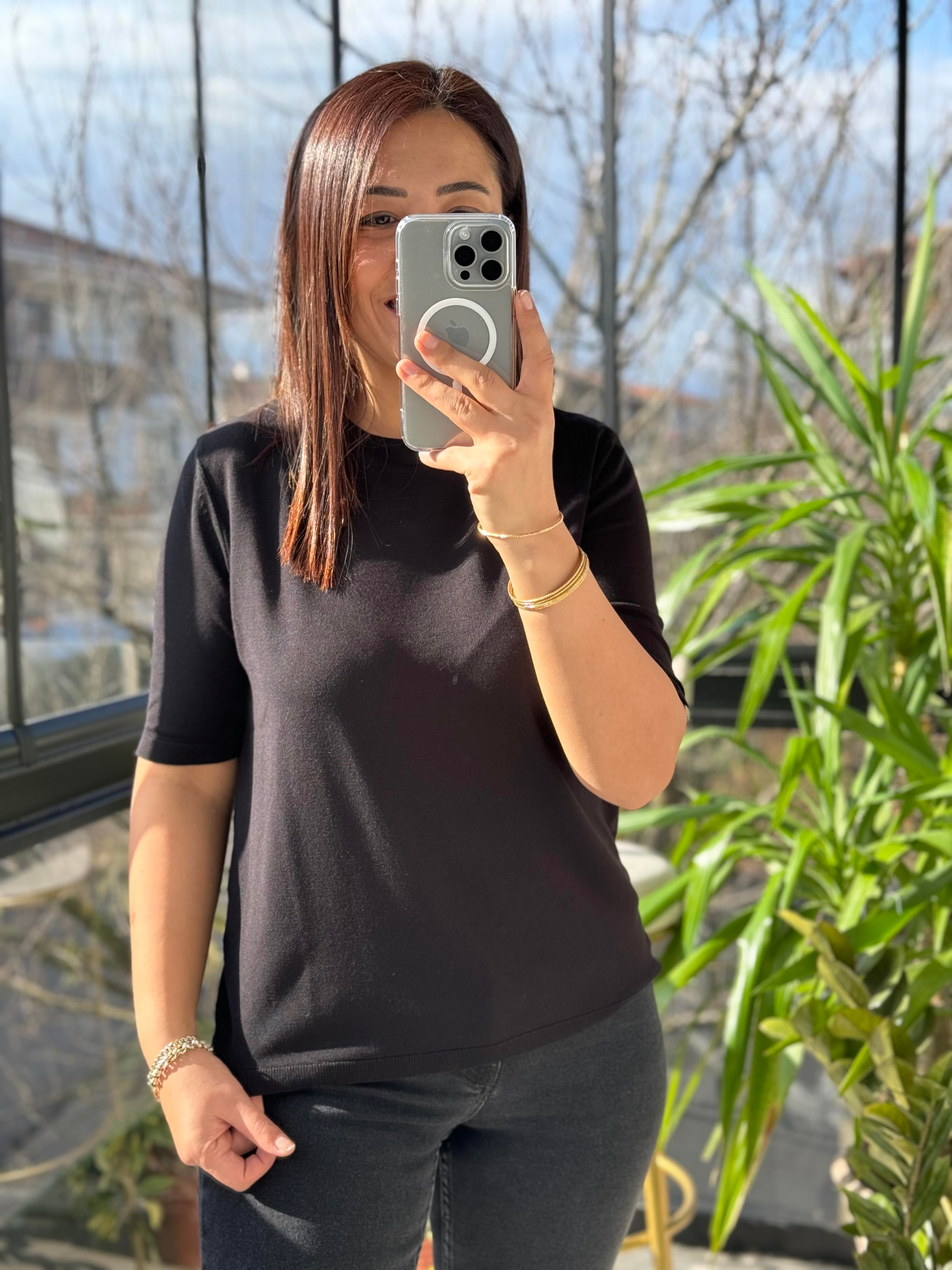 Kısa Kol Triko Siyah