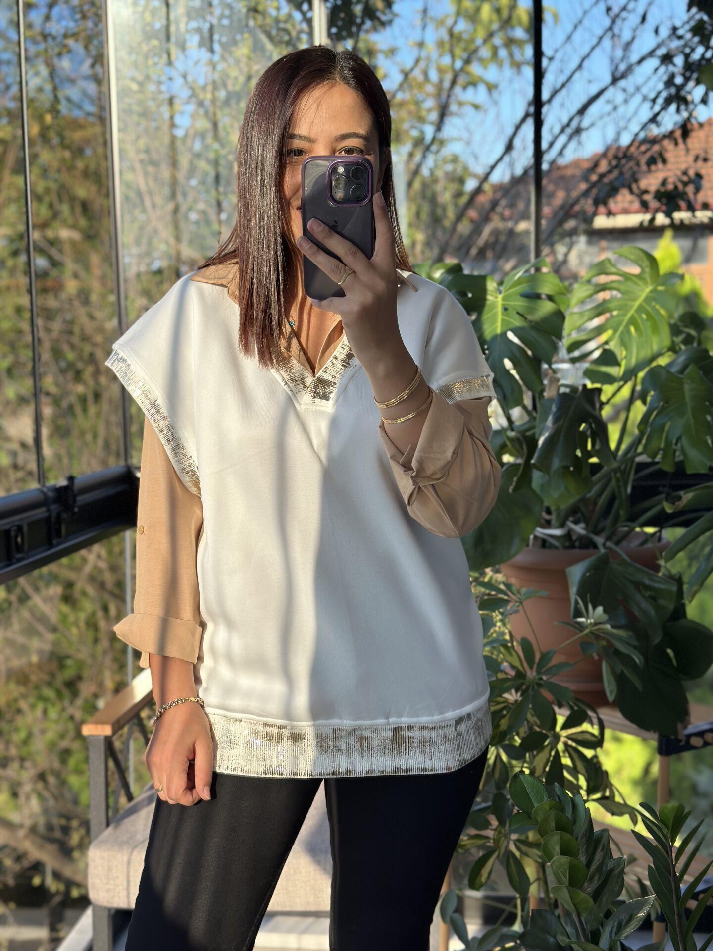 Kolsuz Sweatshirt Beyaz