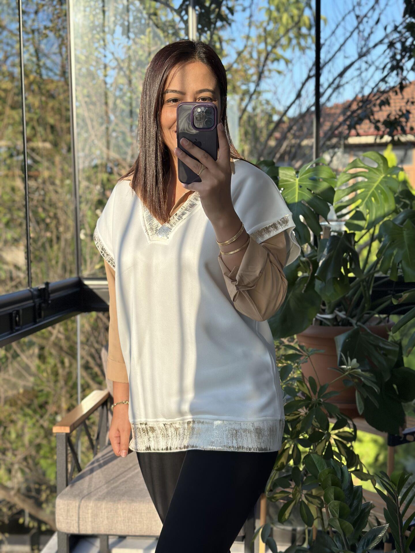 Kolsuz Sweatshirt Beyaz