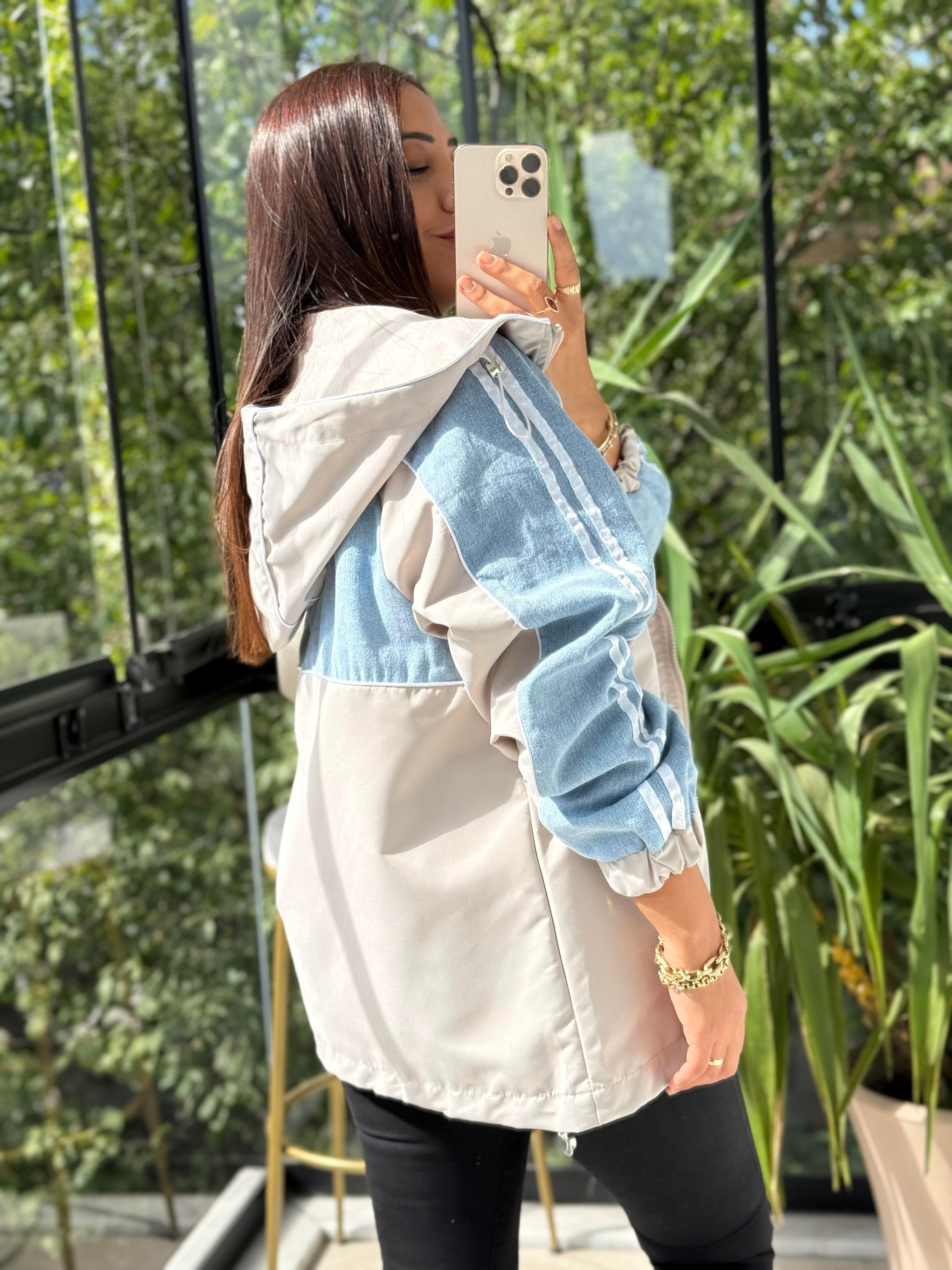 Kolu Çizgili Mix Yağmurluk Taş