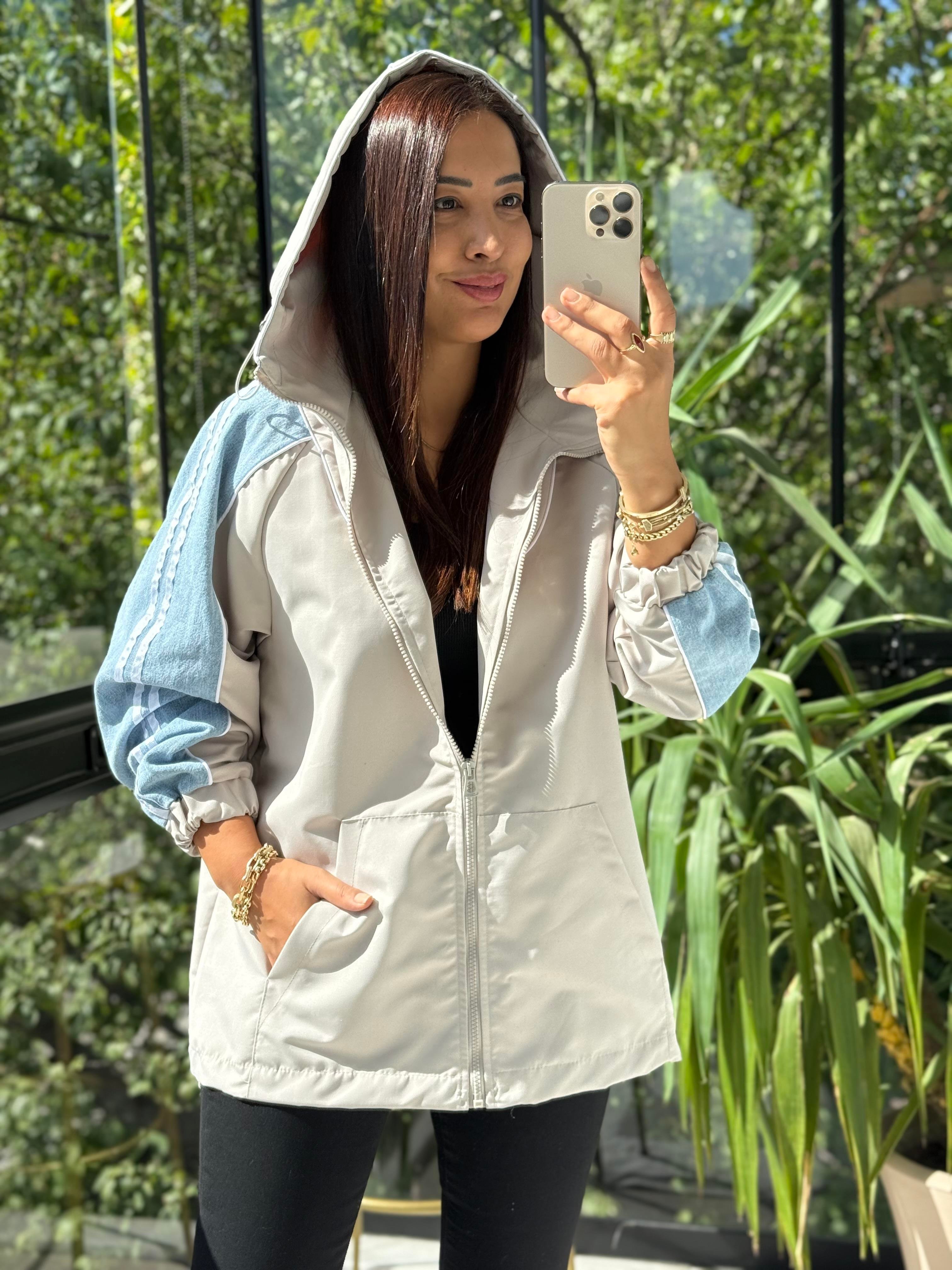 Kolu Çizgili Mix Yağmurluk Taş