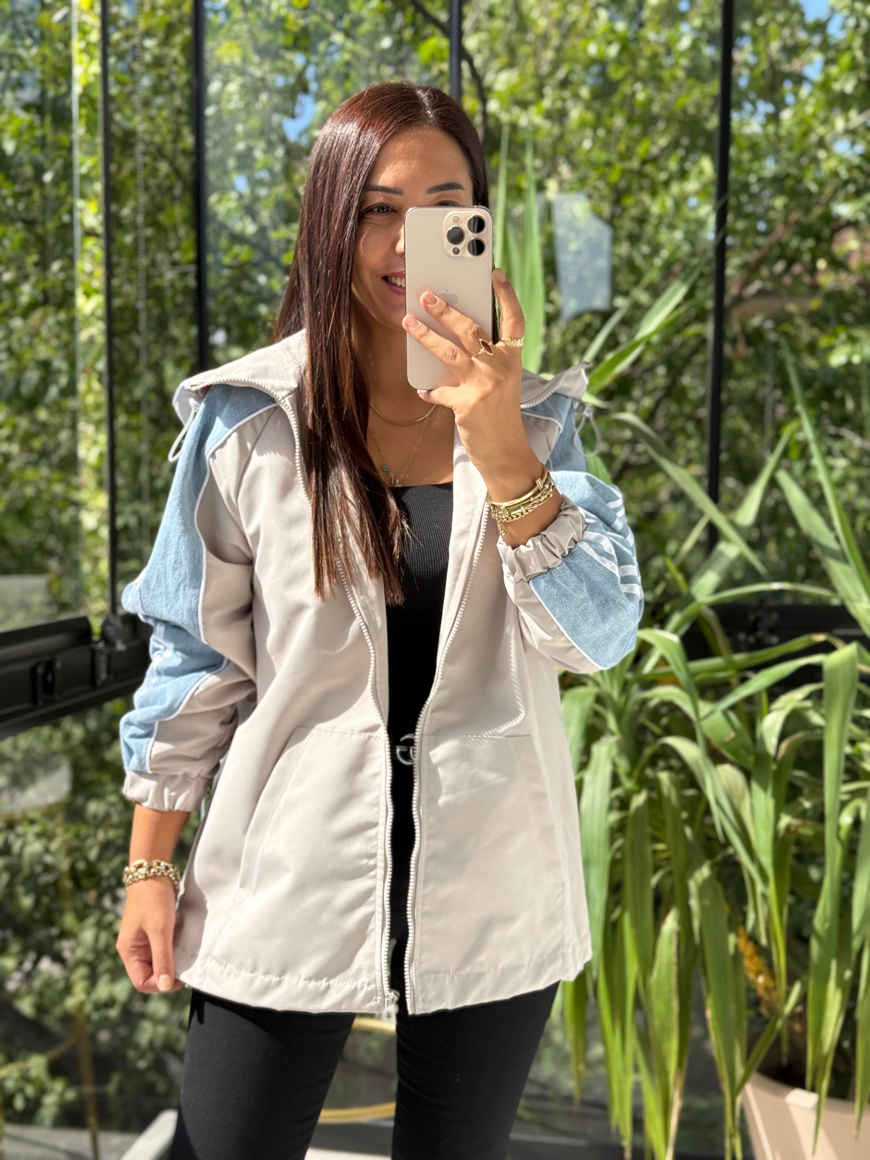 Kolu Çizgili Mix Yağmurluk Taş