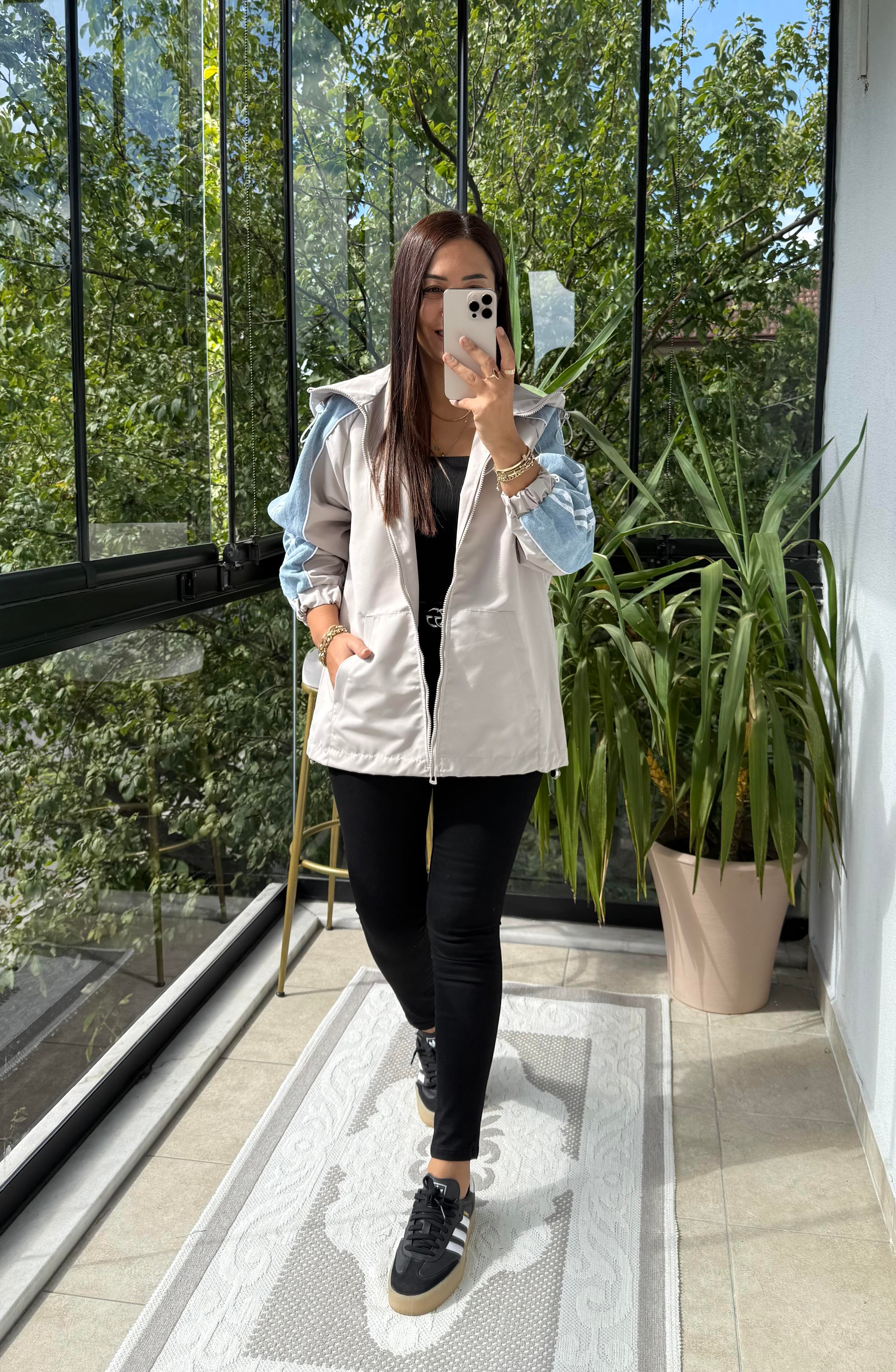 Kolu Çizgili Mix Yağmurluk Taş