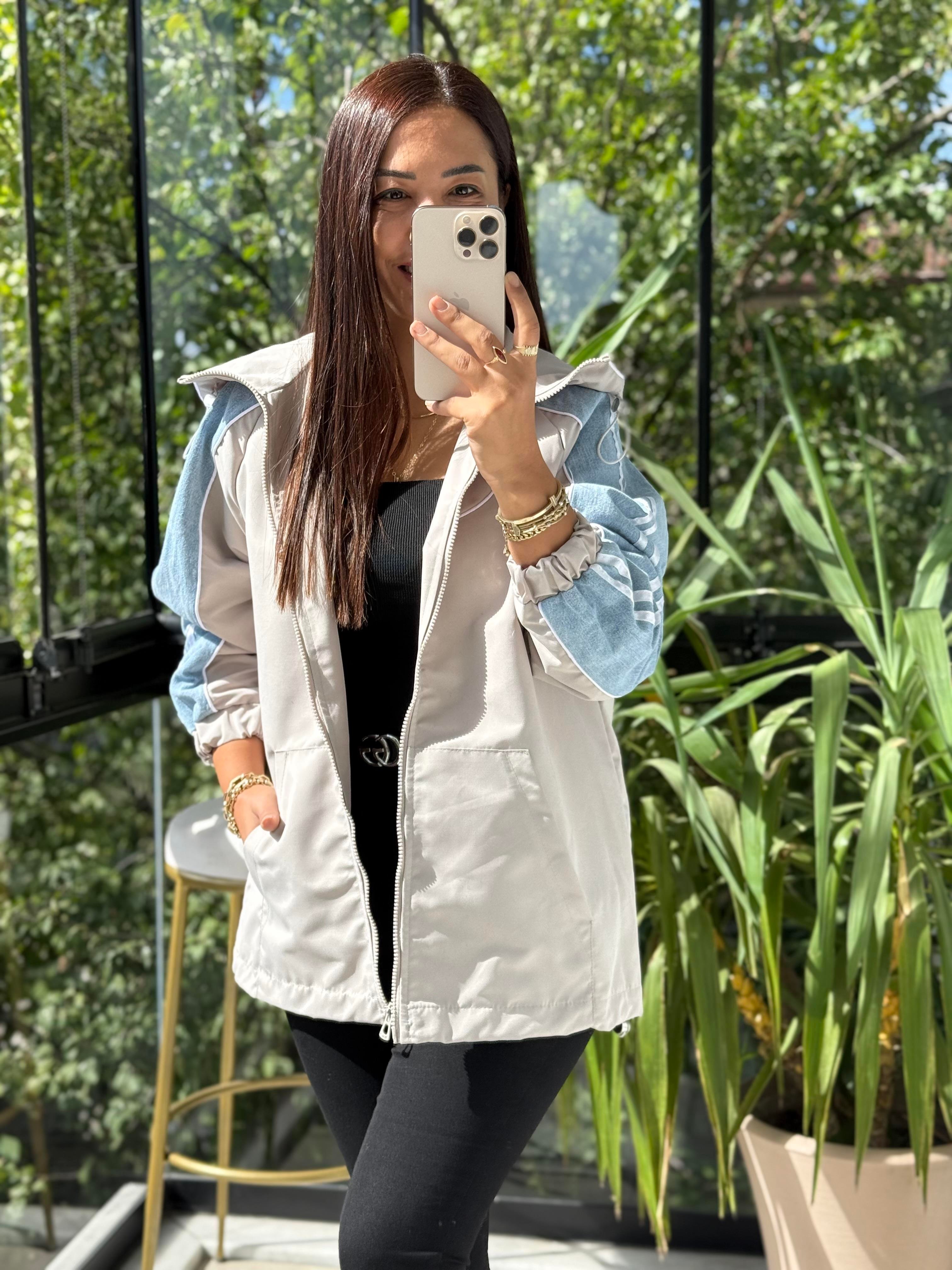 Kolu Çizgili Mix Yağmurluk Taş