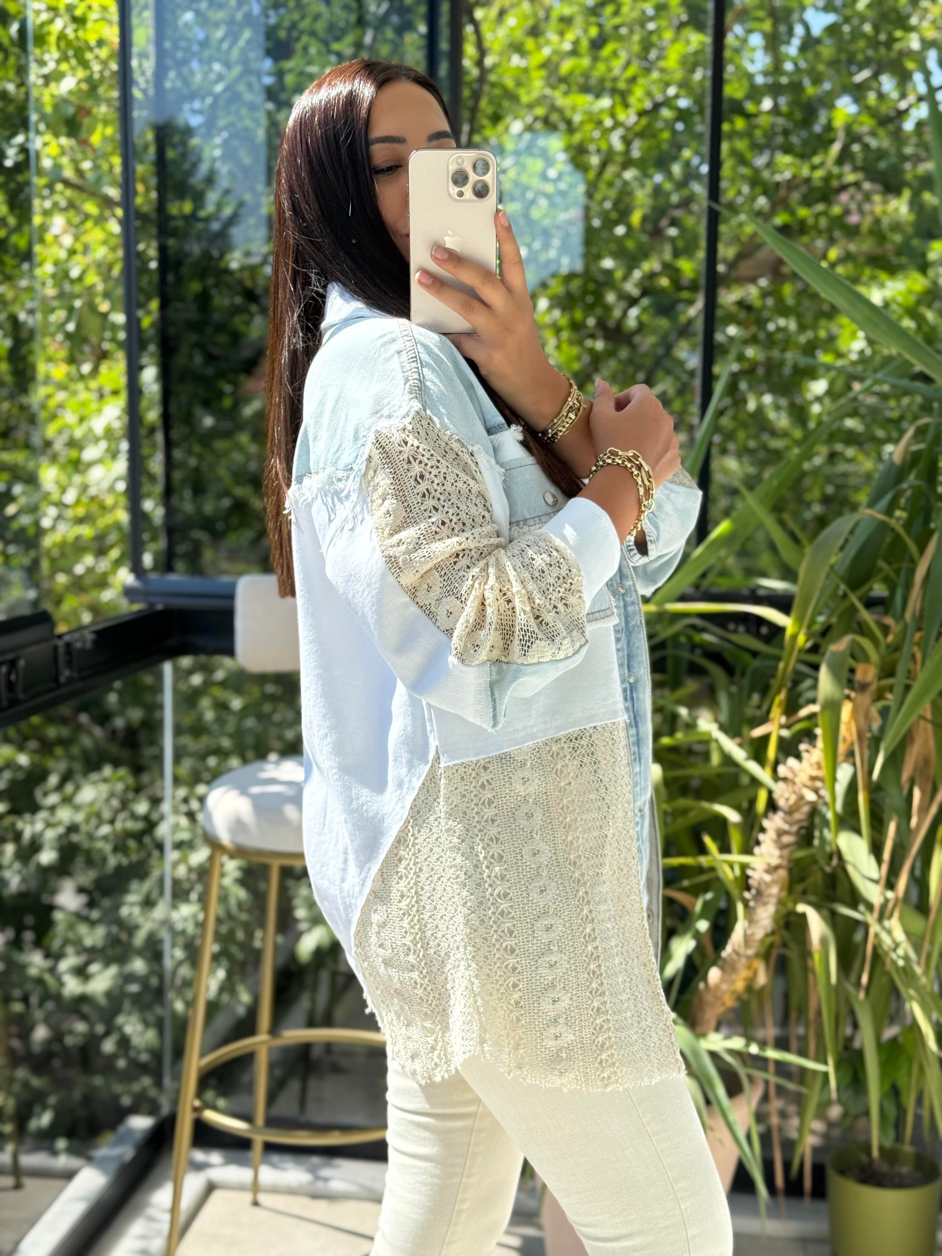 Lace Mix Ceket Beyaz