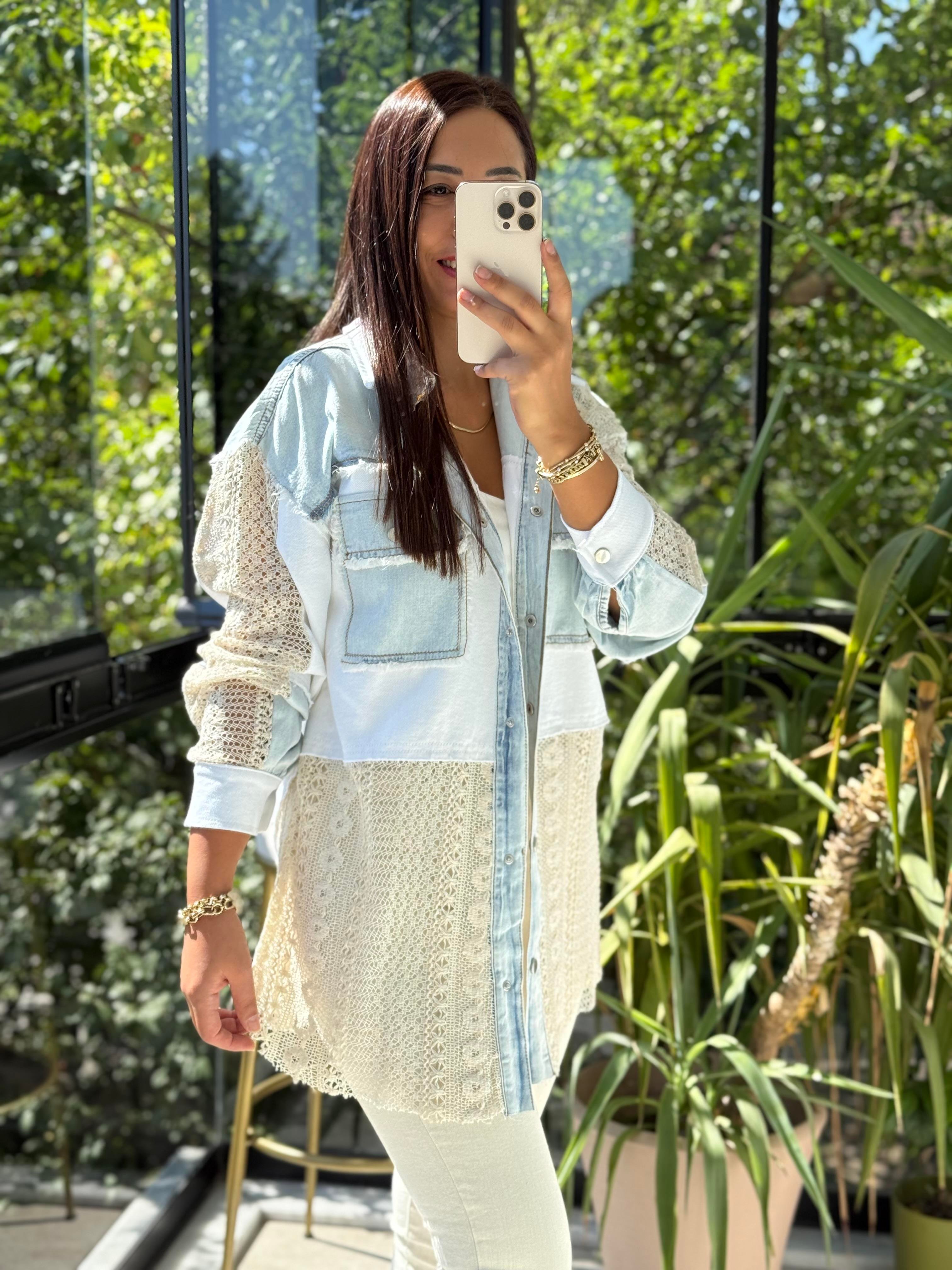 Lace Mix Ceket Beyaz