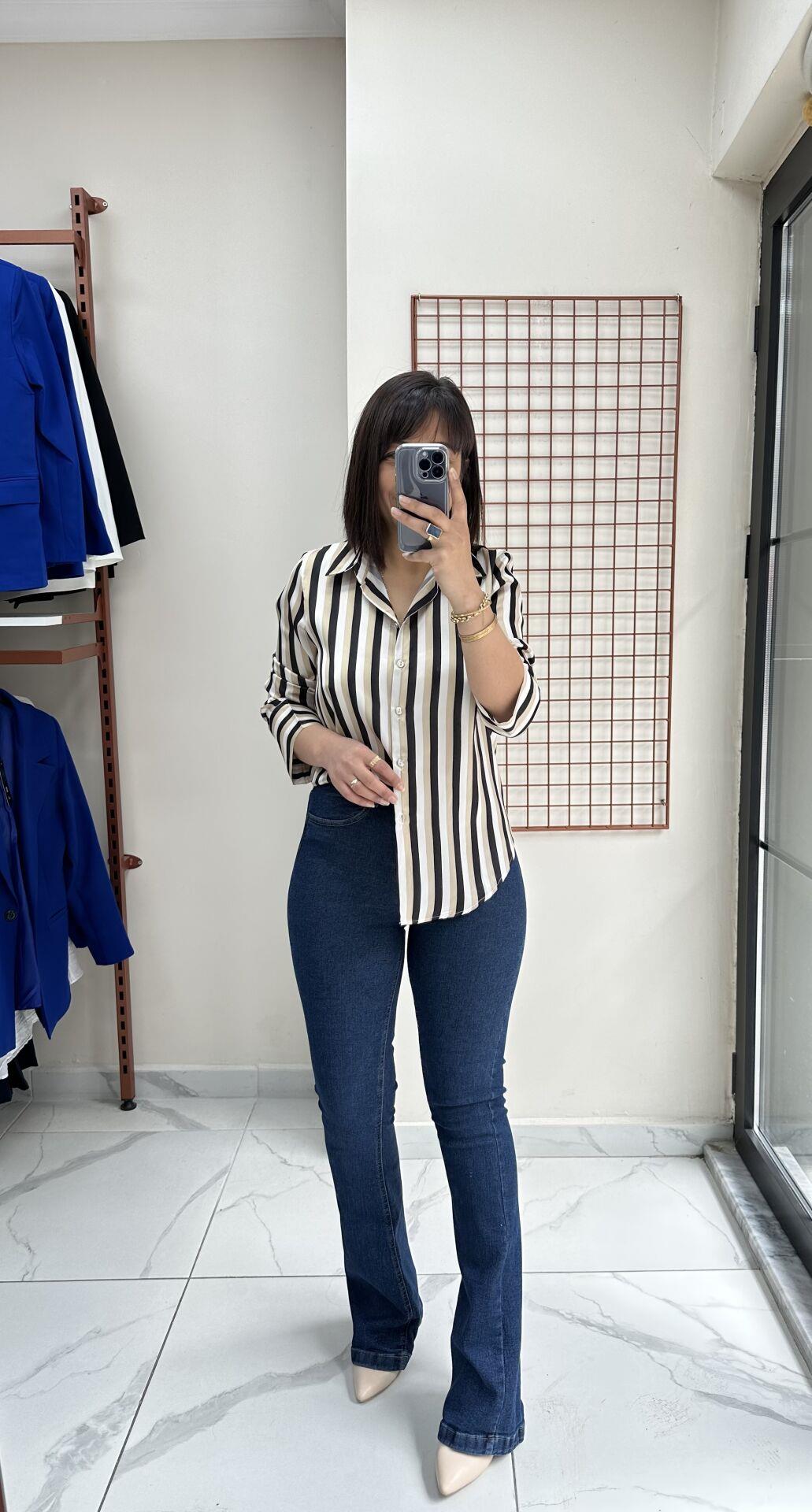 Lacivert Full Likralı İspanyol Jean