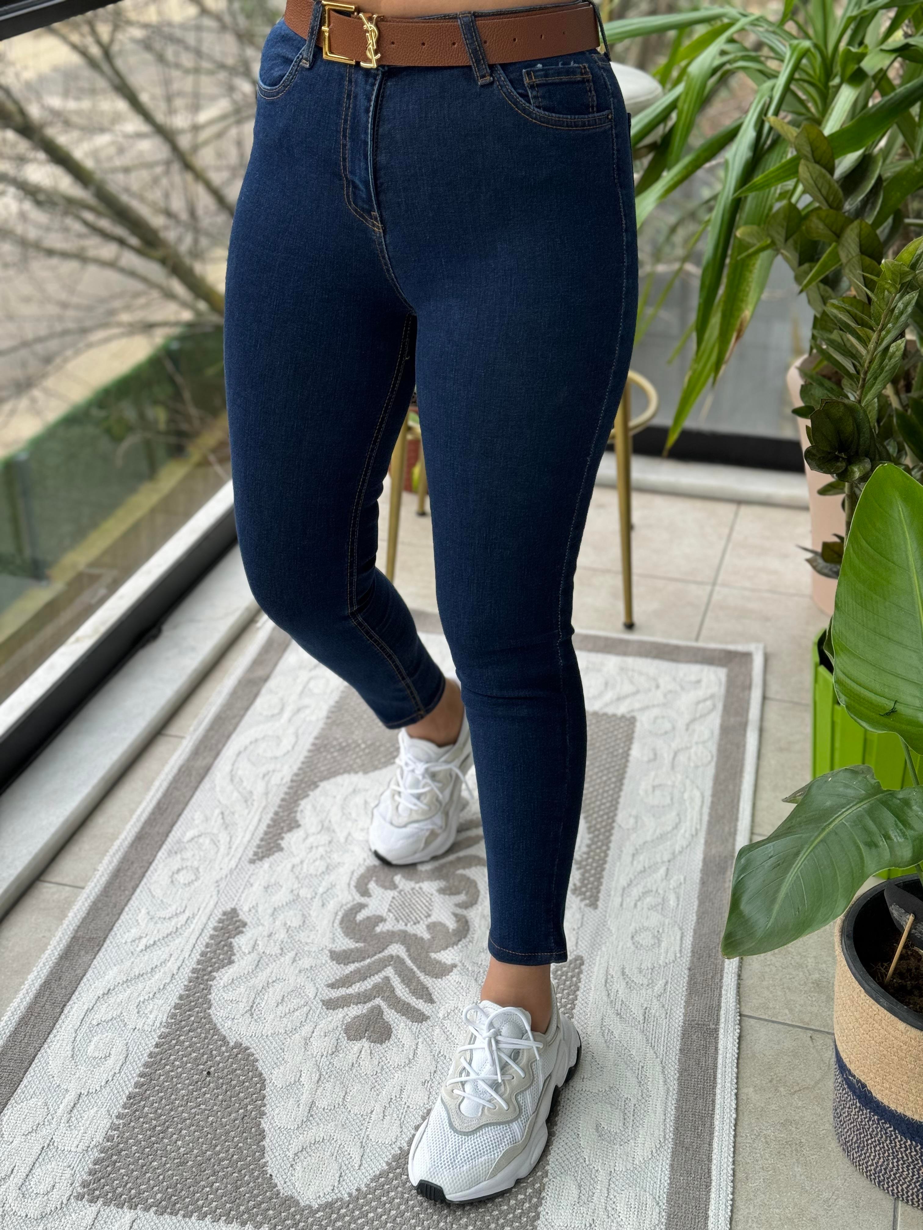 Lacivert Toparlayıcı Skinny Jean