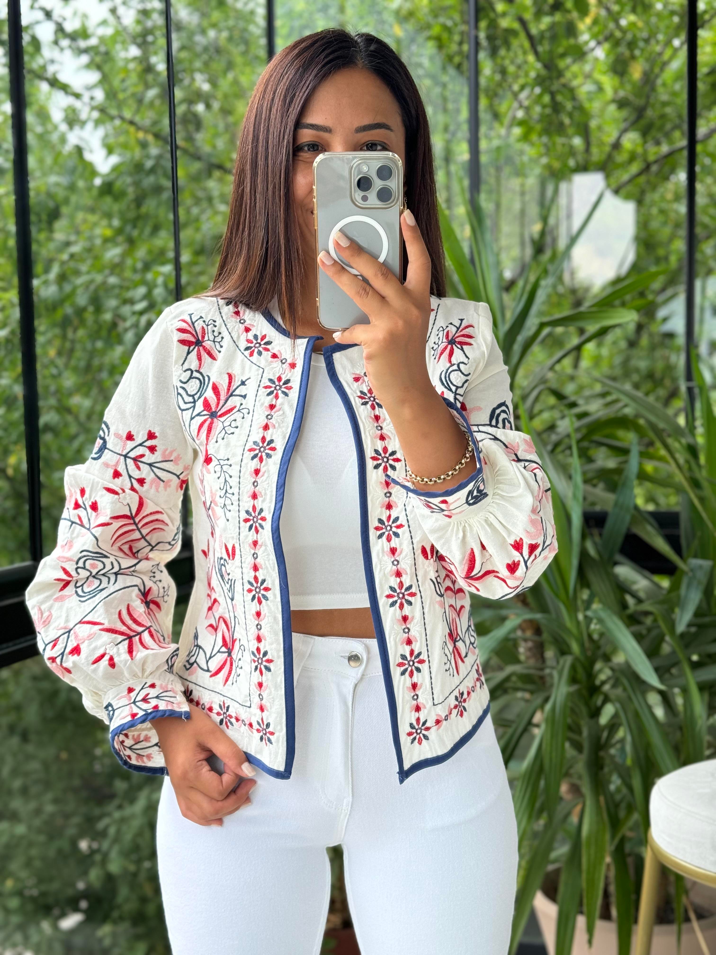 Lüx İşlemeli Ceket Kırmızı