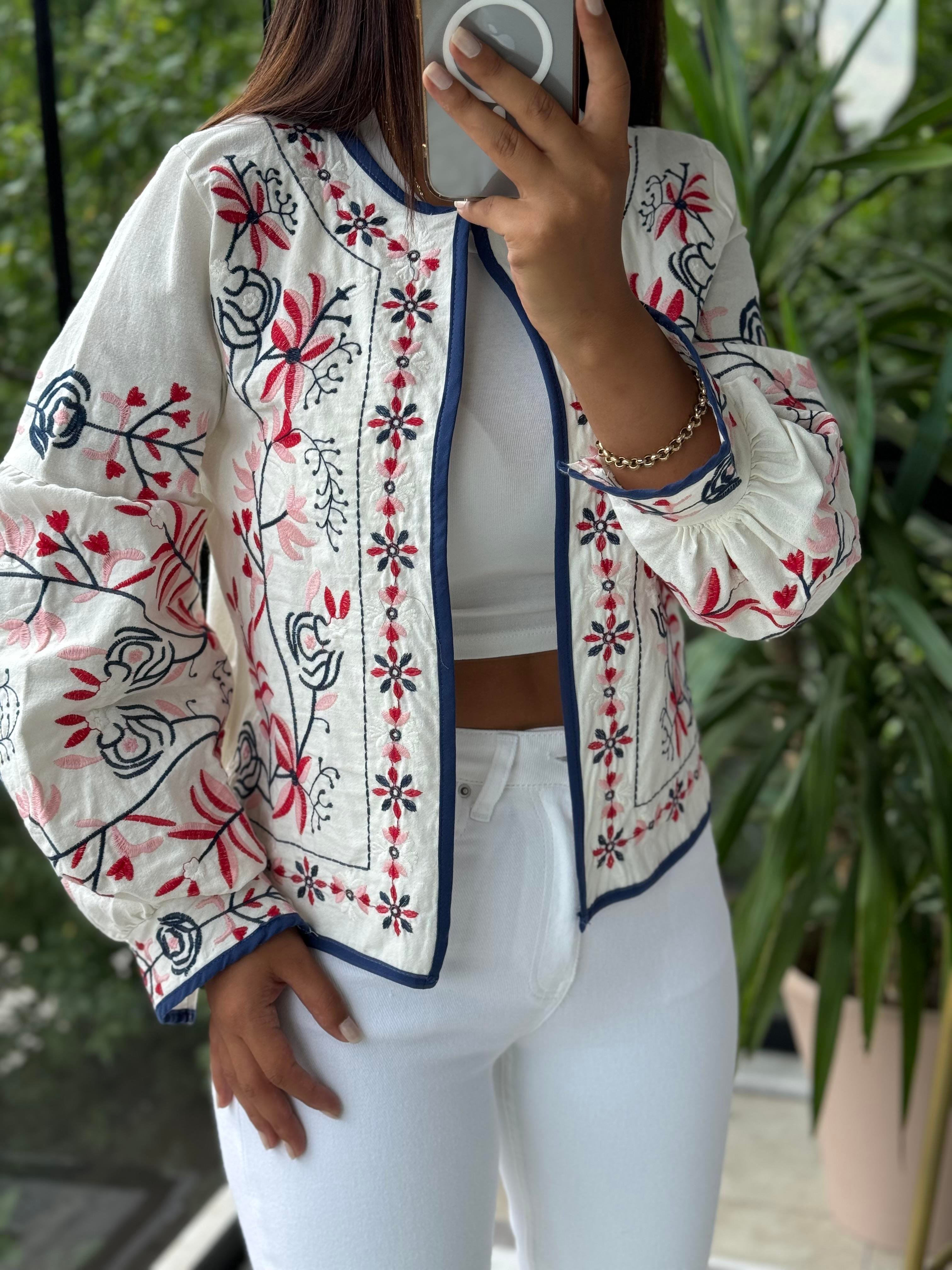 Lüx İşlemeli Ceket Kırmızı