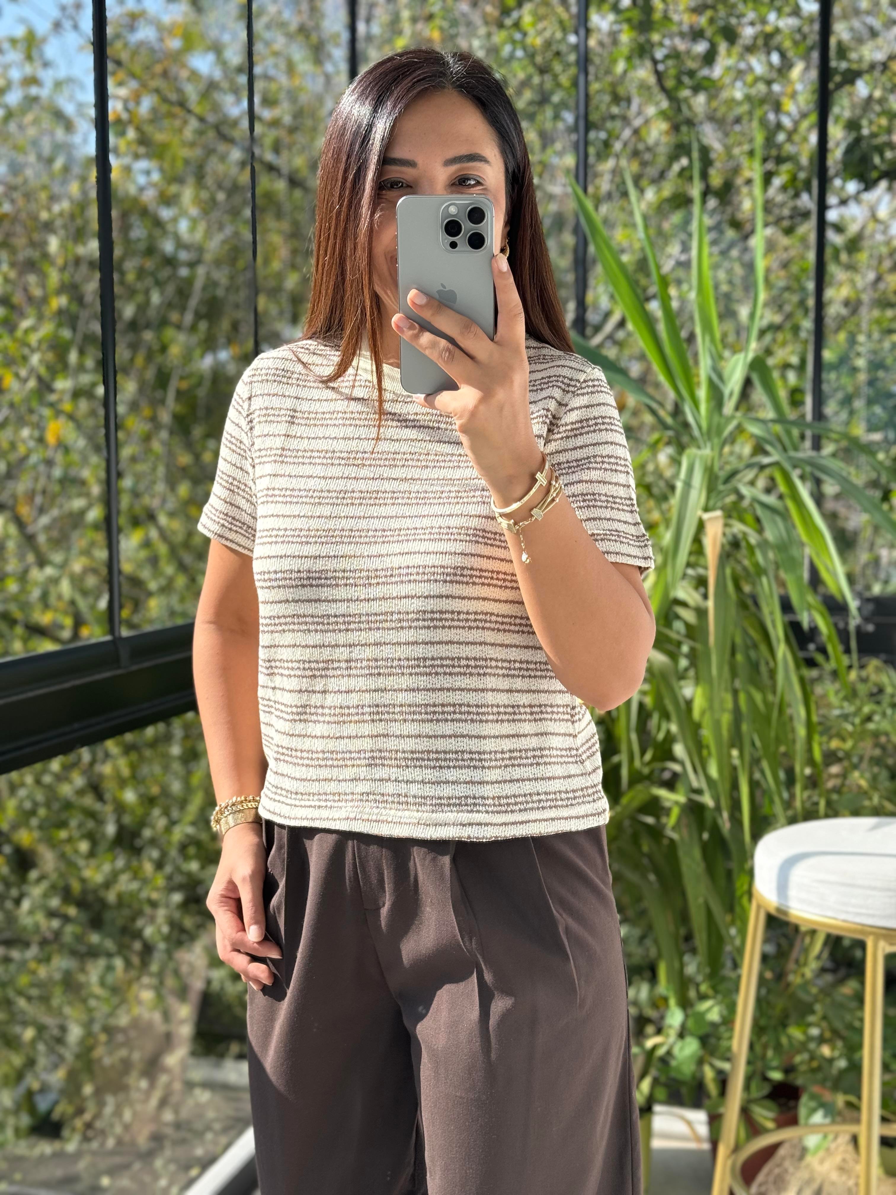 Massi Kısa Kol Triko Bej