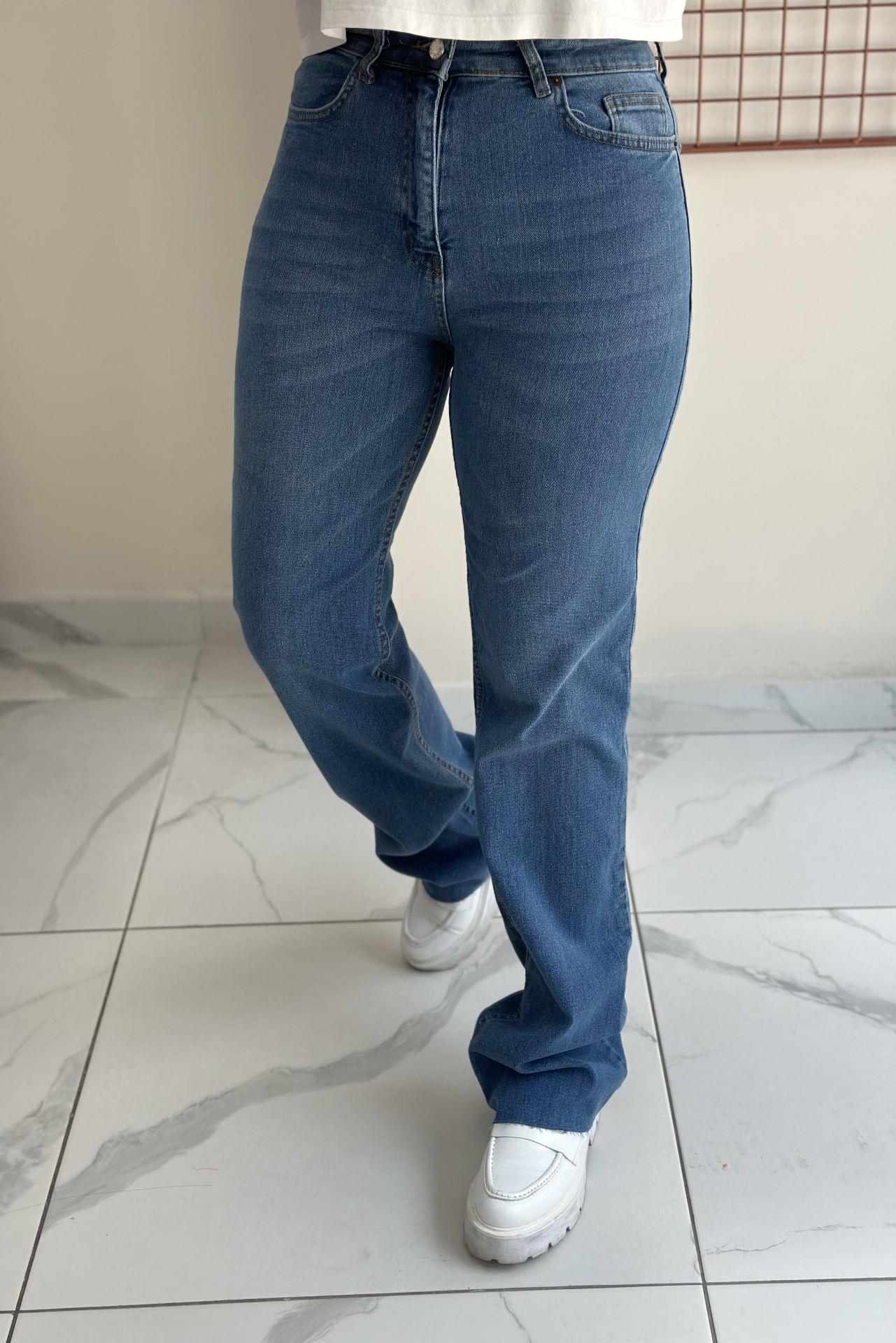 Mavi Likralı Palazzo Jean