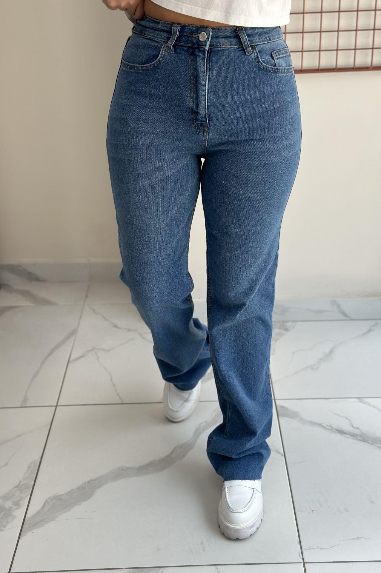 Mavi Likralı Palazzo Jean