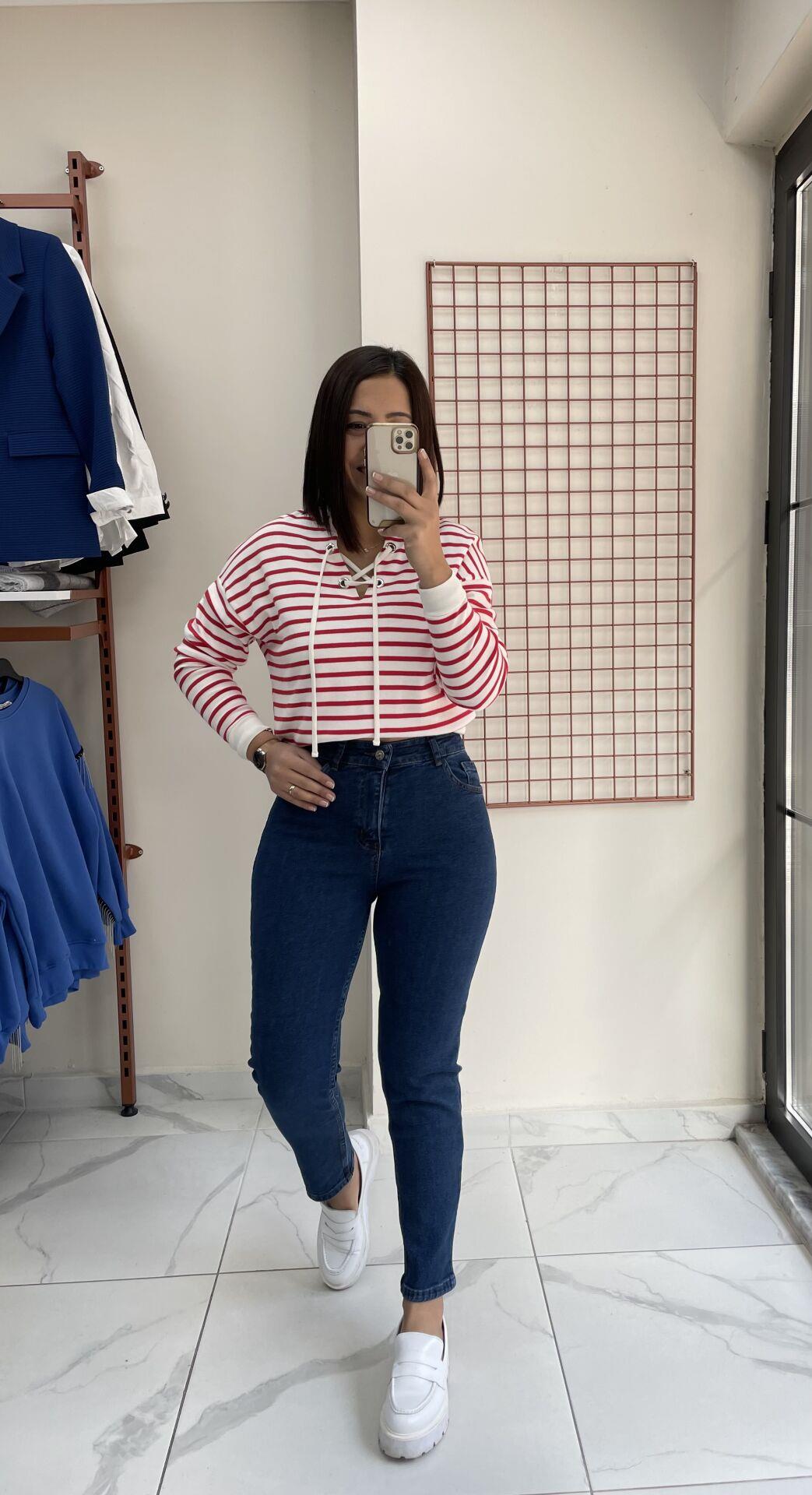 Mavi Yüksek Bel Boyfriend Jean