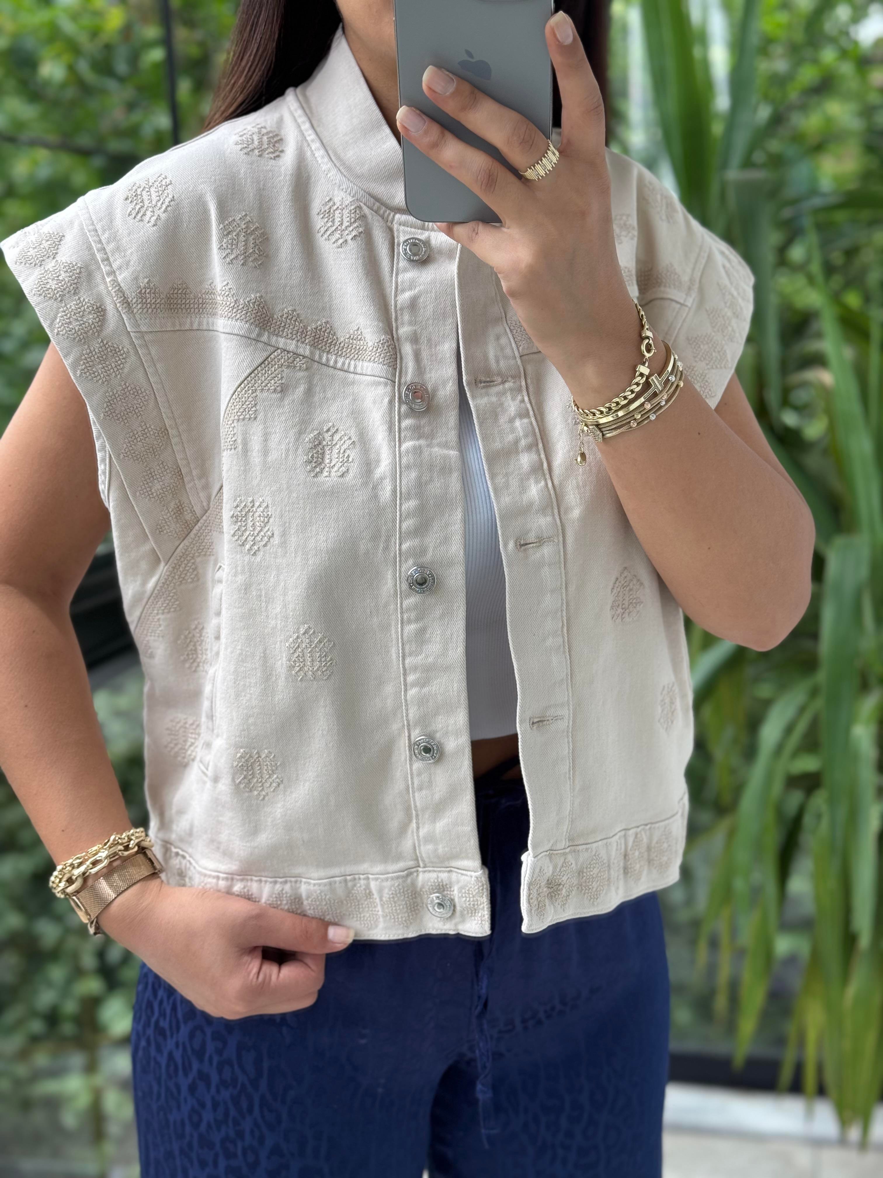 Nakışlı Yelek Bej